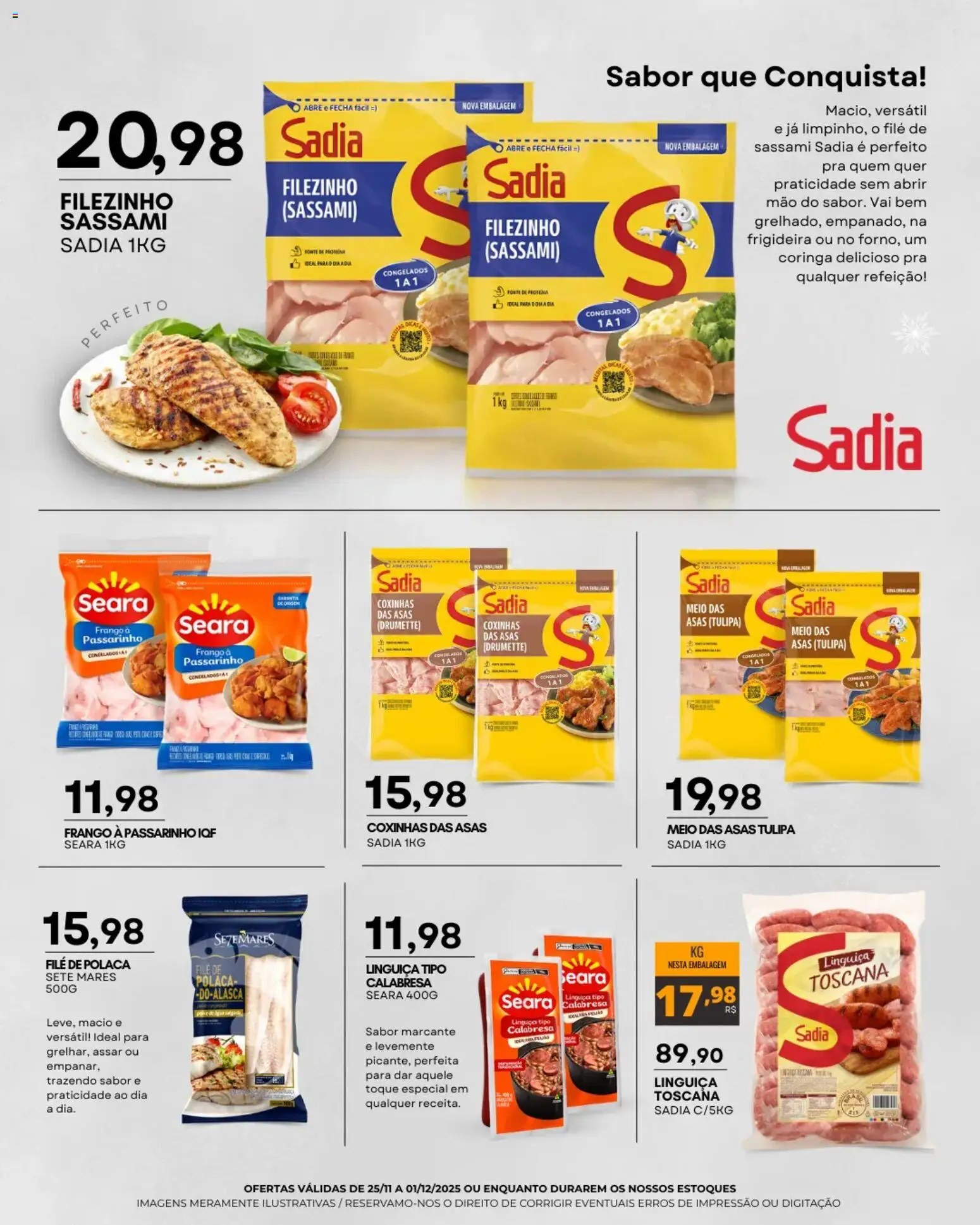Mercadão Atacadista Folheto - válido de 25.11.2025 | Página: 2 | Produtos: Frigideira, Linguiça, Frango, File de polaca