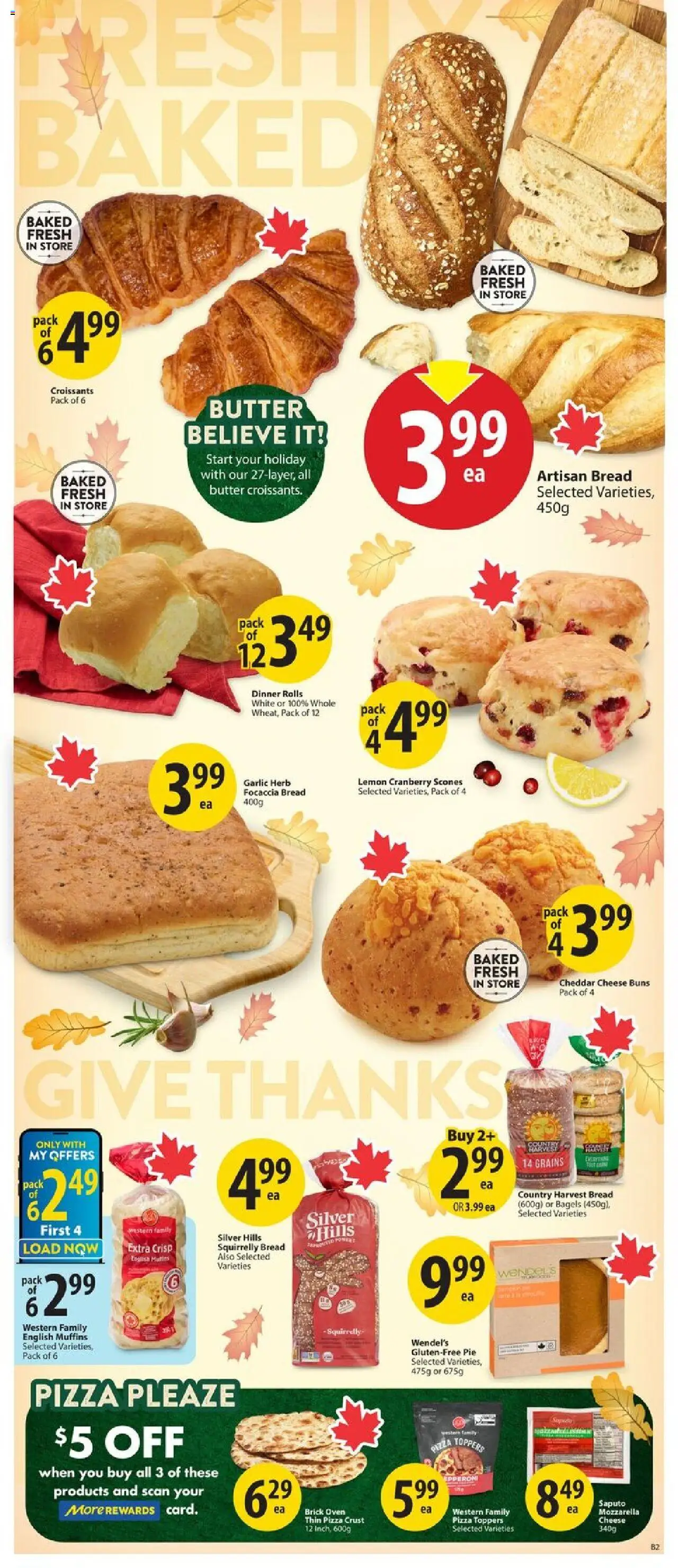 Save on foods flyer valid from 09.10.2025 | Page: 10 | Products: Butter, Cheese, Bread, Pizza