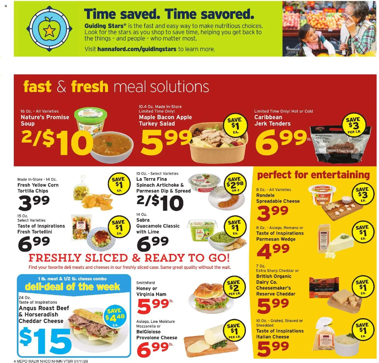 Hannaford Weekly Ad - valid from 11.01.2026 | Page: 5 | Products: Ham, Beef, Chips, Salad