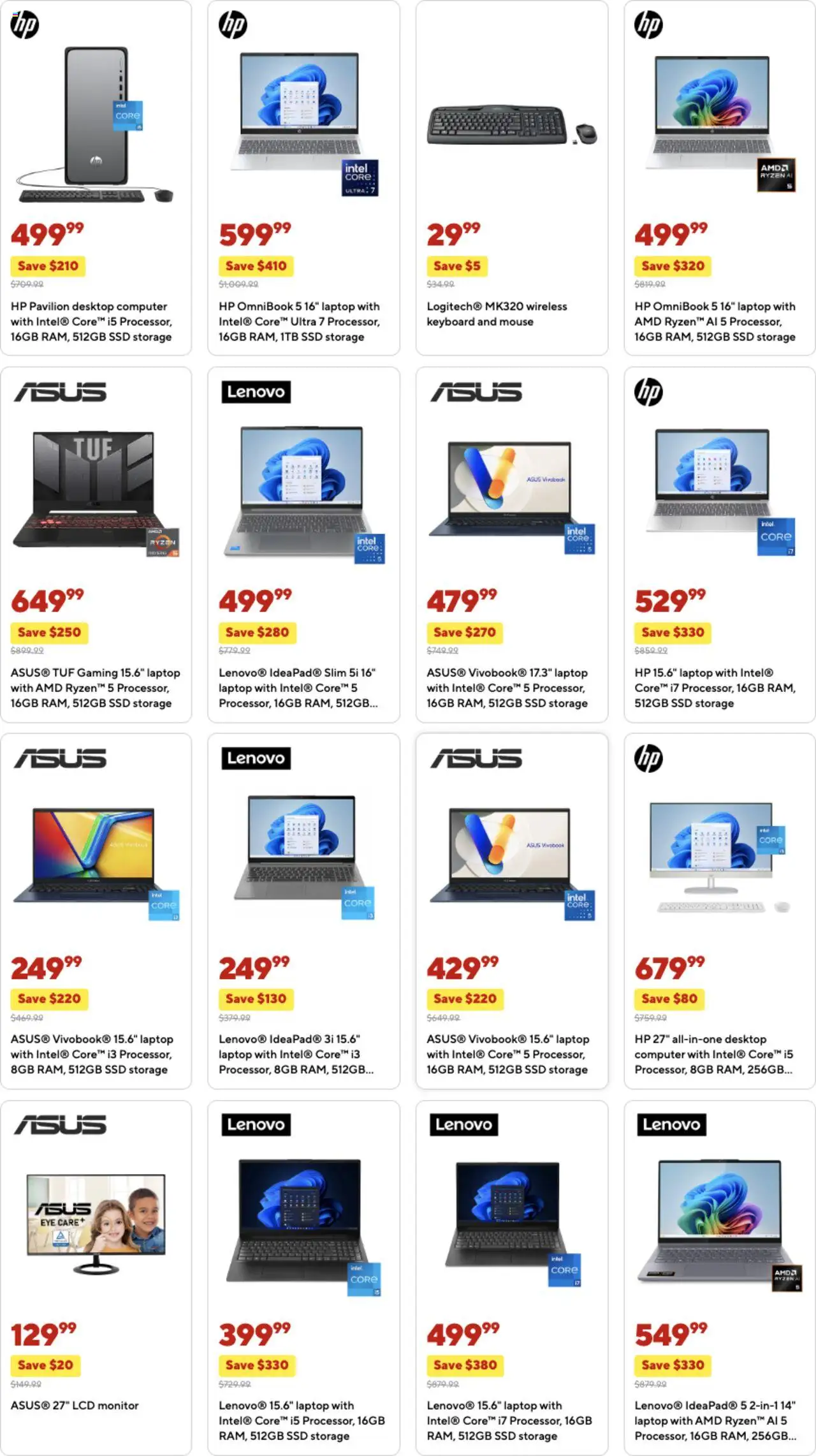 Staples Weekly Ad - valid from 17.08.2025 | Page: 8 | Products: Monitor, Laptop, Desktop, SSD