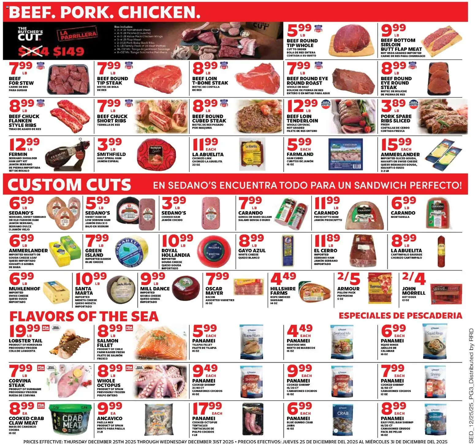 Sedano's Weekly Ad - valid from 25.12.2025 | Page: 3 | Products: Cheese, Ham, Sausage, Hot Dogs