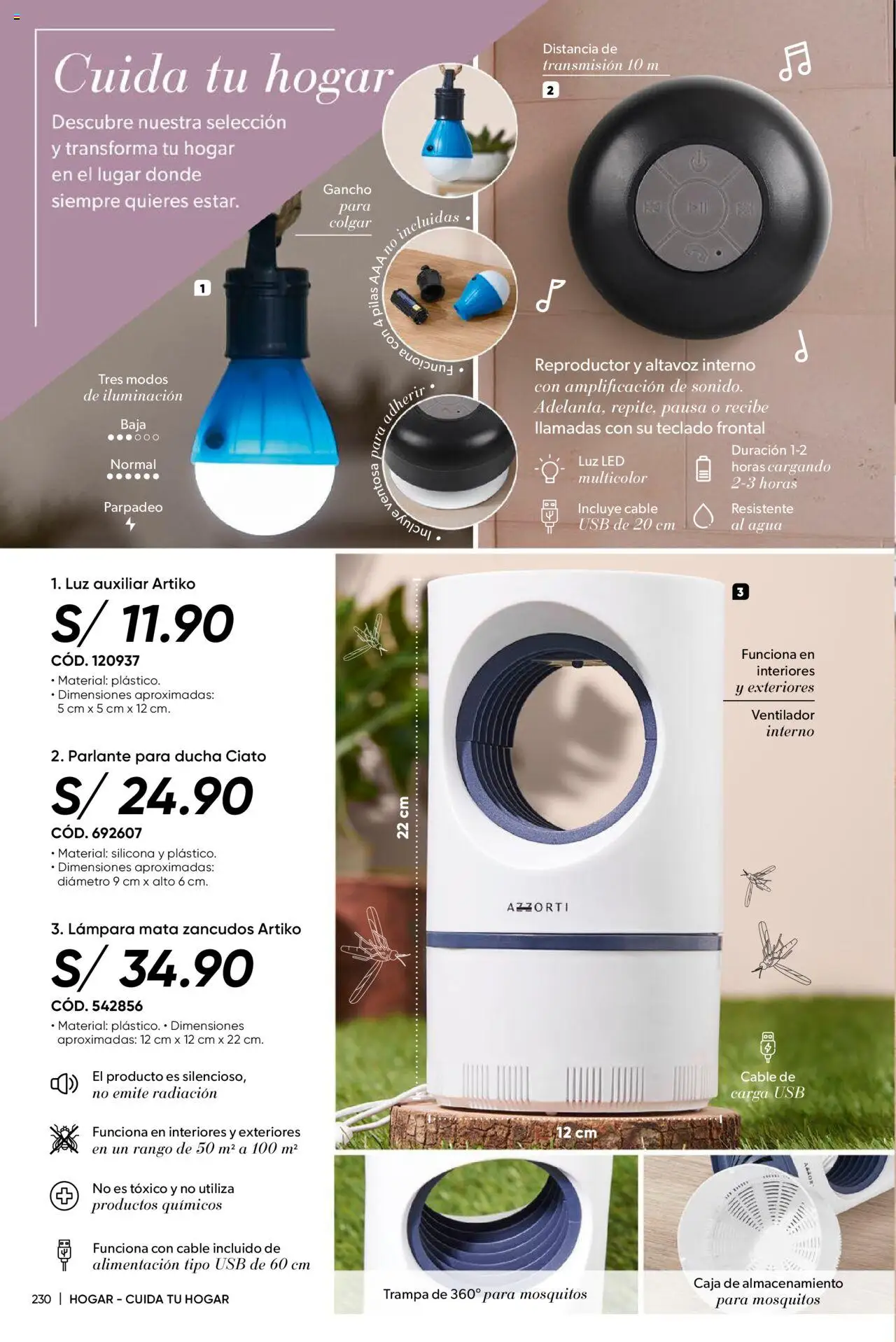 Catálogo Azzorti válido desde 28.07.2025 | Página: 232 | Productos: Lámpara, Cable, Parlante, USB