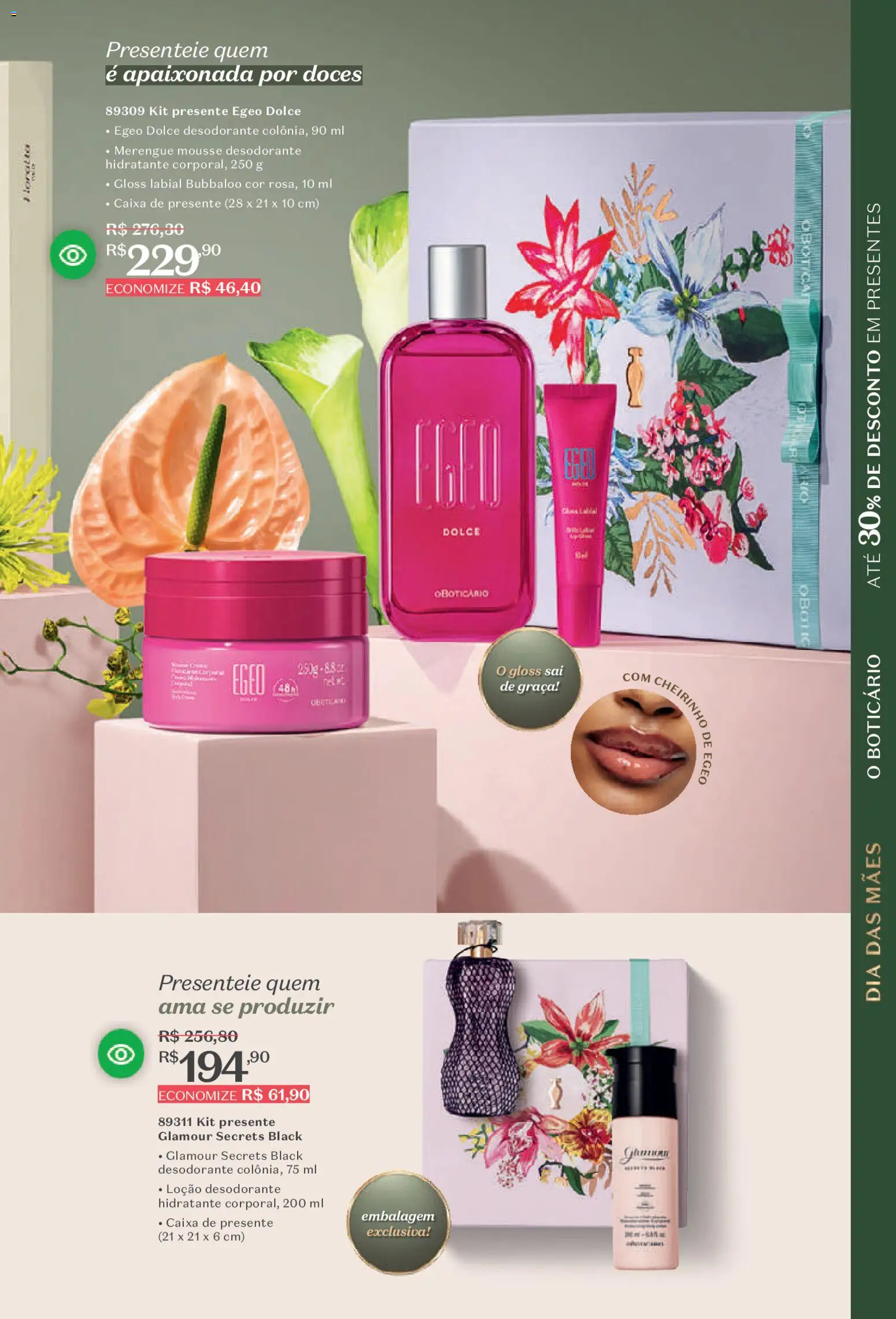 O Boticário Folheto - válido de 23.03.2026 | Página: 15 | Produtos: Gloss labial, Desodorante, Caixa, Doces