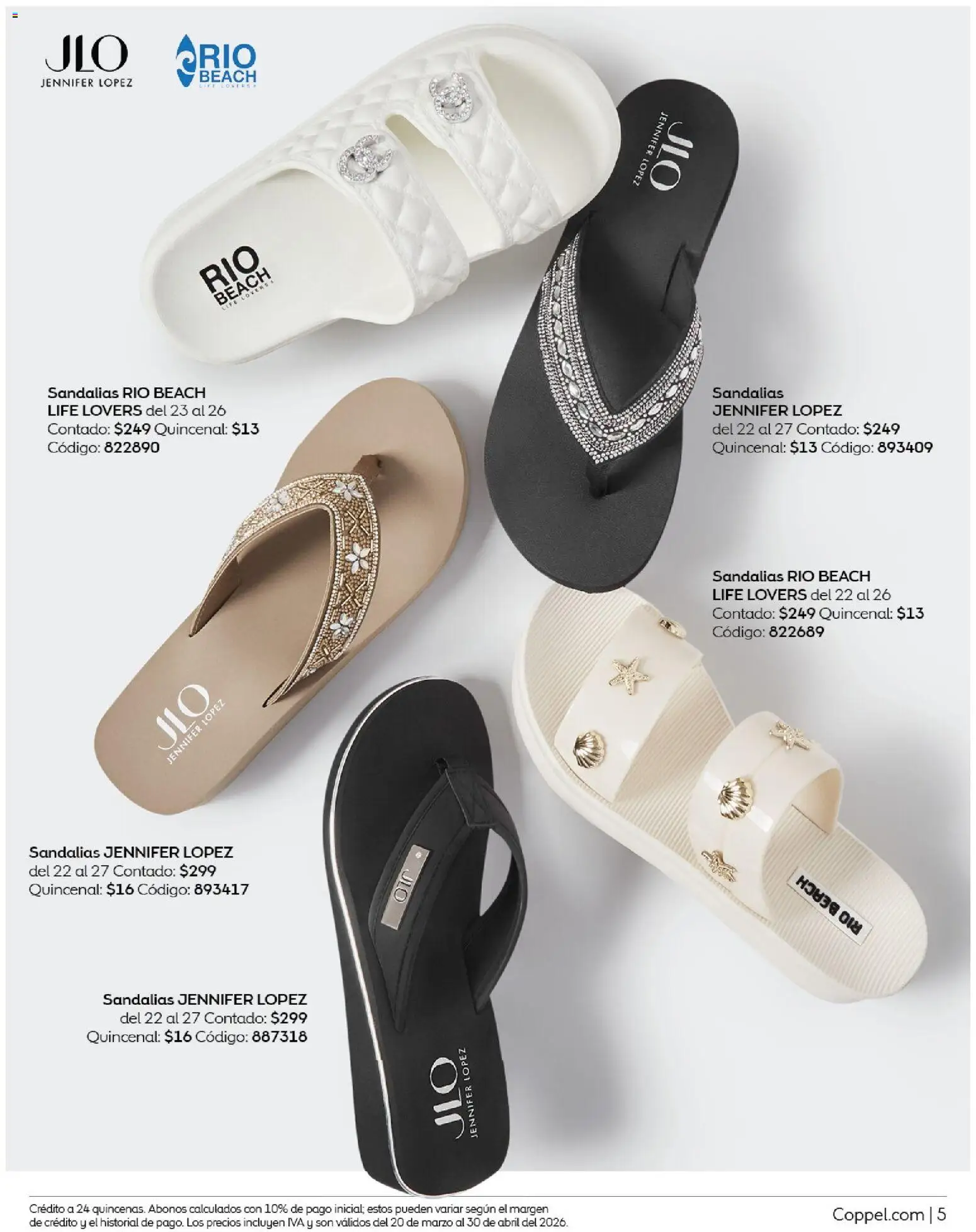 Nuevas ofertas de Coppel válidas en toda la República Mexicana desde el 01.03.2026. ¡Encuentra las mejores ofertas en Coppel catálogo Vacaciones Semana Santa! | Página: 5 | Productos: Sandalias