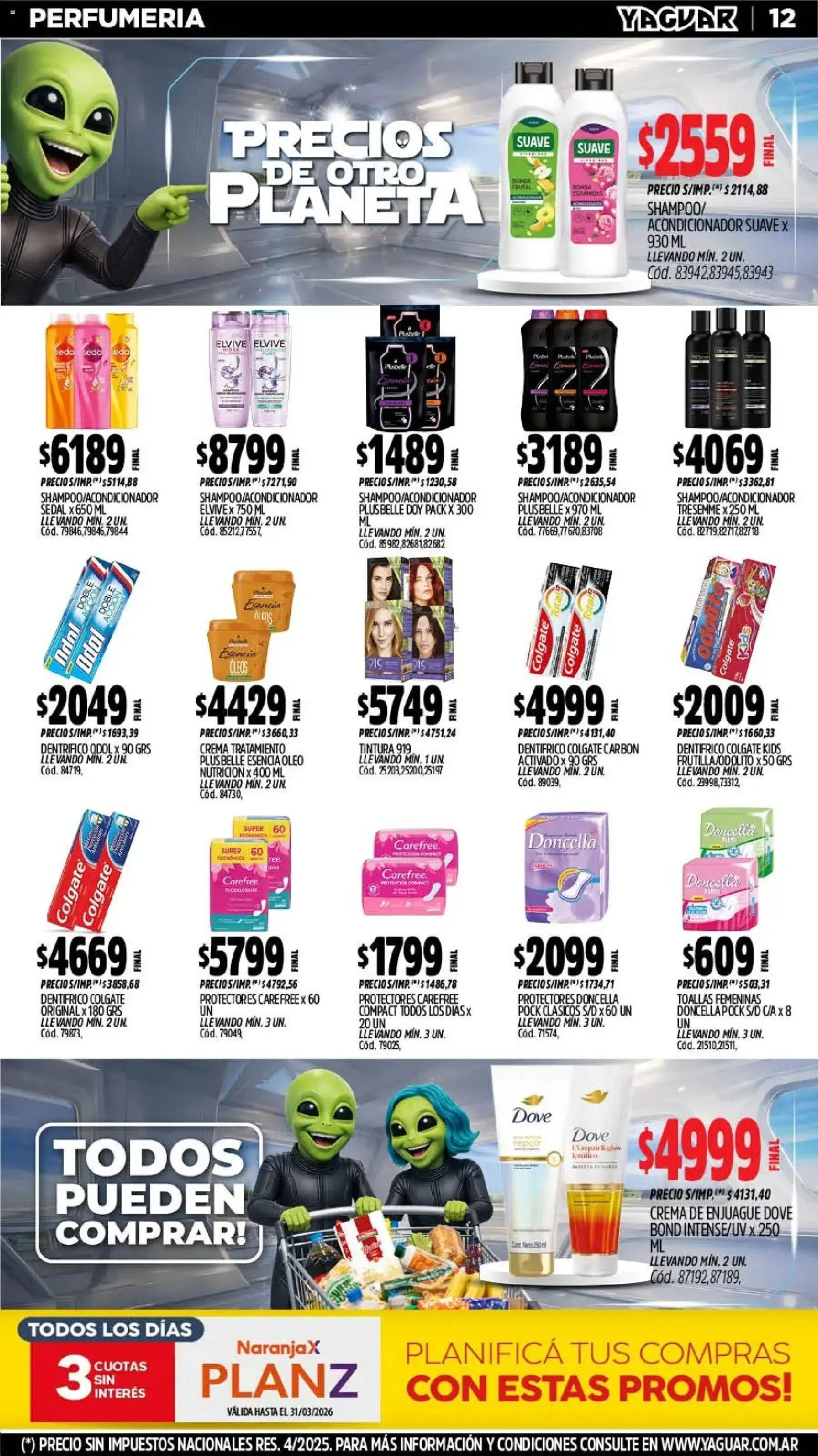 Yaguar - Oferta Semanal Mar del Plata │ válido desde el 02.03.2026 | Página: 12 | Productos: Toallas, Tintura, Acondicionador, Crema