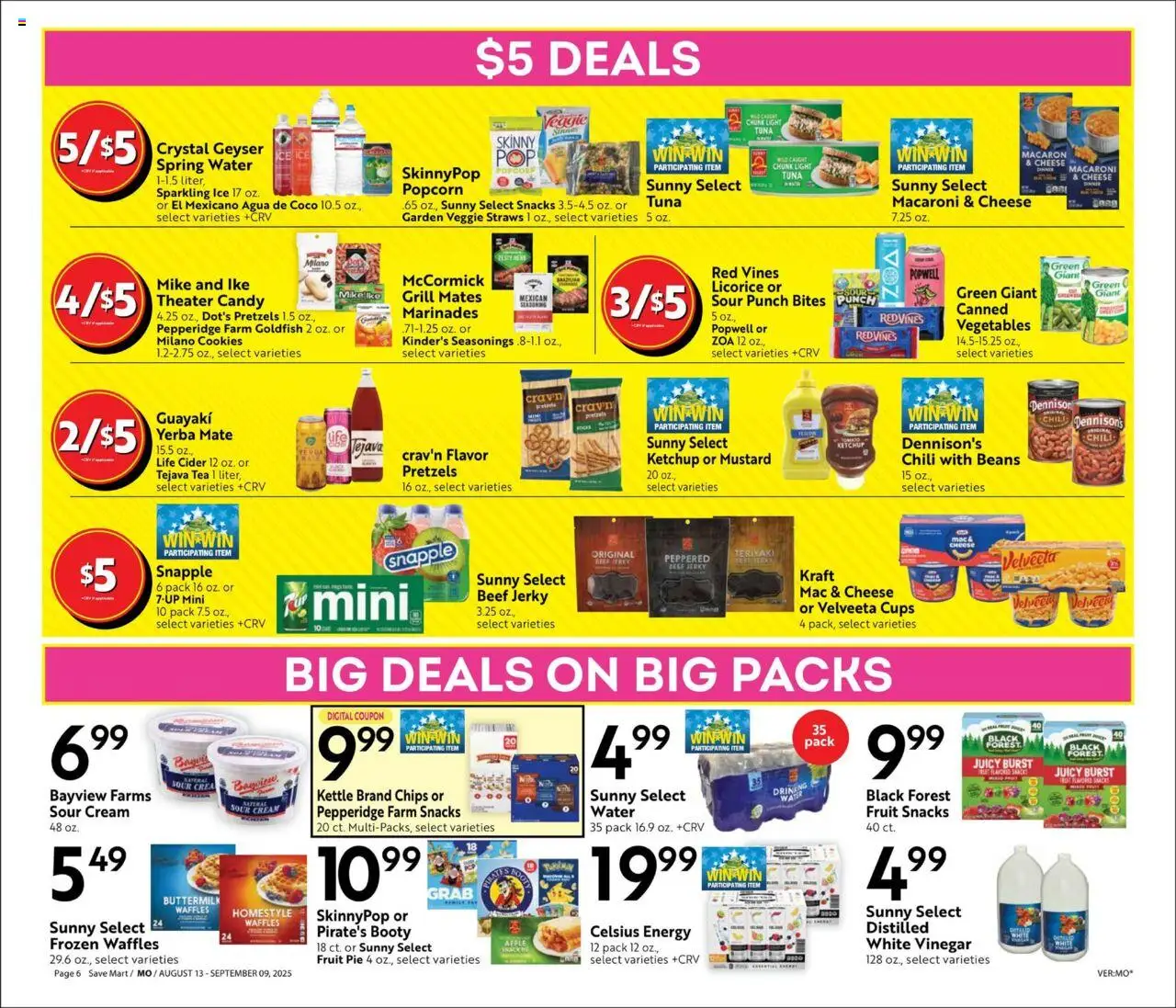 Save Mart Big Monthly Deals - valid from 13.08.2025 | Page: 6 | Products: Sour cream, Chips, Cookies, Grill