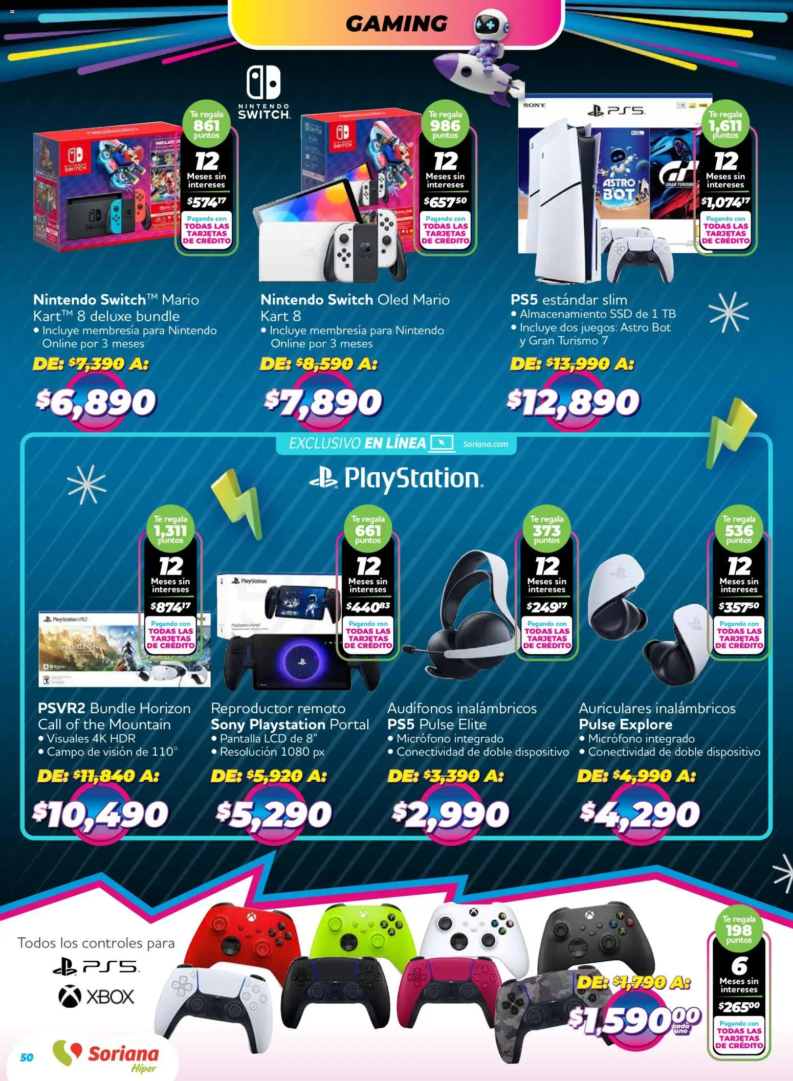 Nuevas ofertas de Soriana válidas en toda la República Mexicana desde el 27.11.2025. ¡Encuentra las mejores ofertas en Soriana - Reino de los Juguetes Súper Nacional! | Página: 49 | Productos: Reproductor, Audífonos, Playstation, Micrófono