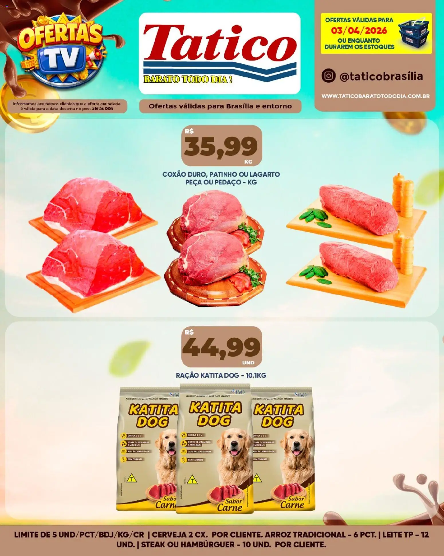 Tatico Folheto - válido de 03.04.2026 | Página: 14 | Produtos: Leite, Cerveja, Arroz, Carne