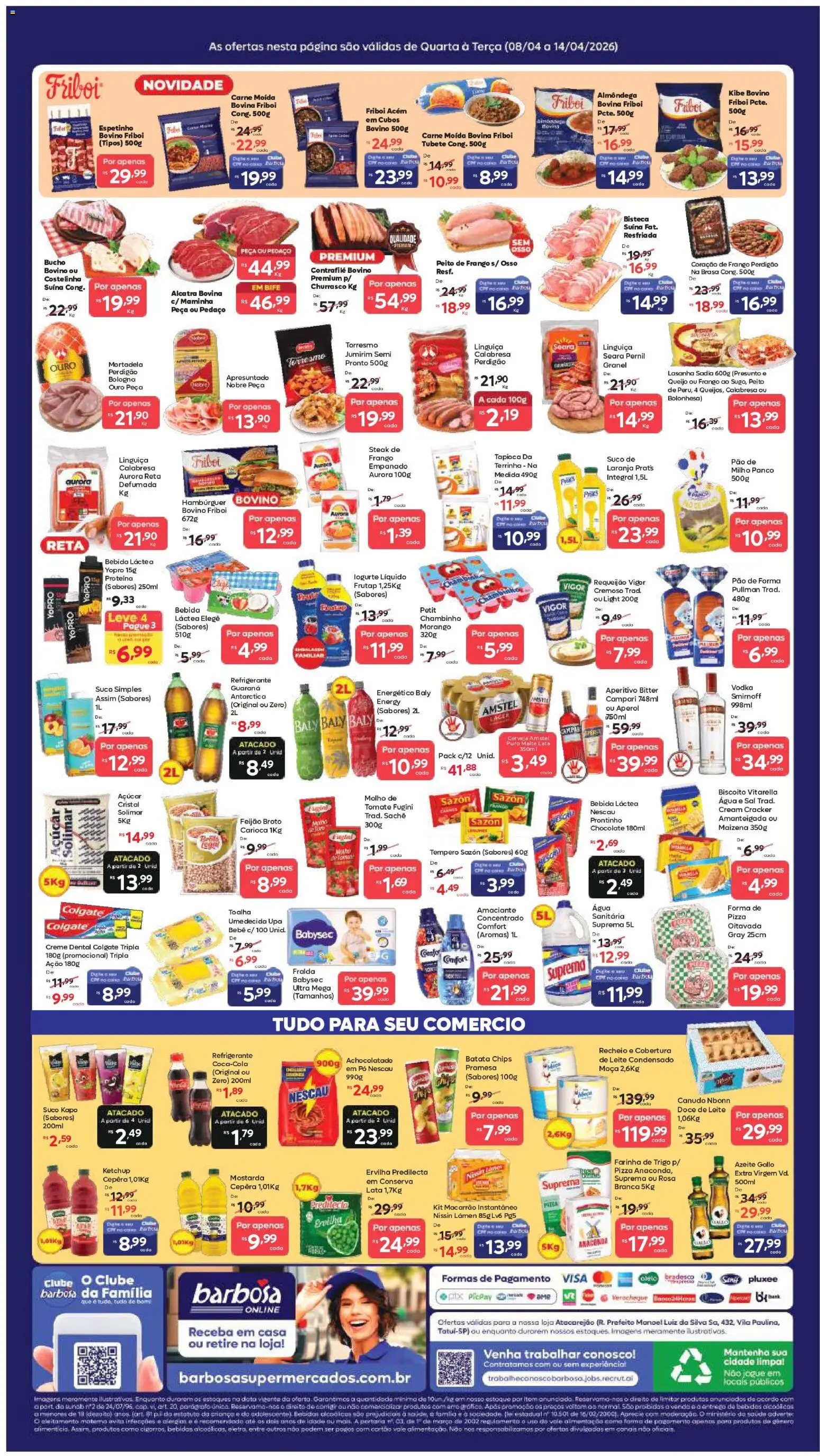 Barbosa Supermercados Folheto - válido de 08.04.2026 | Página: 2 | Produtos: Ervilha, Acém, Carne, Doce de leite