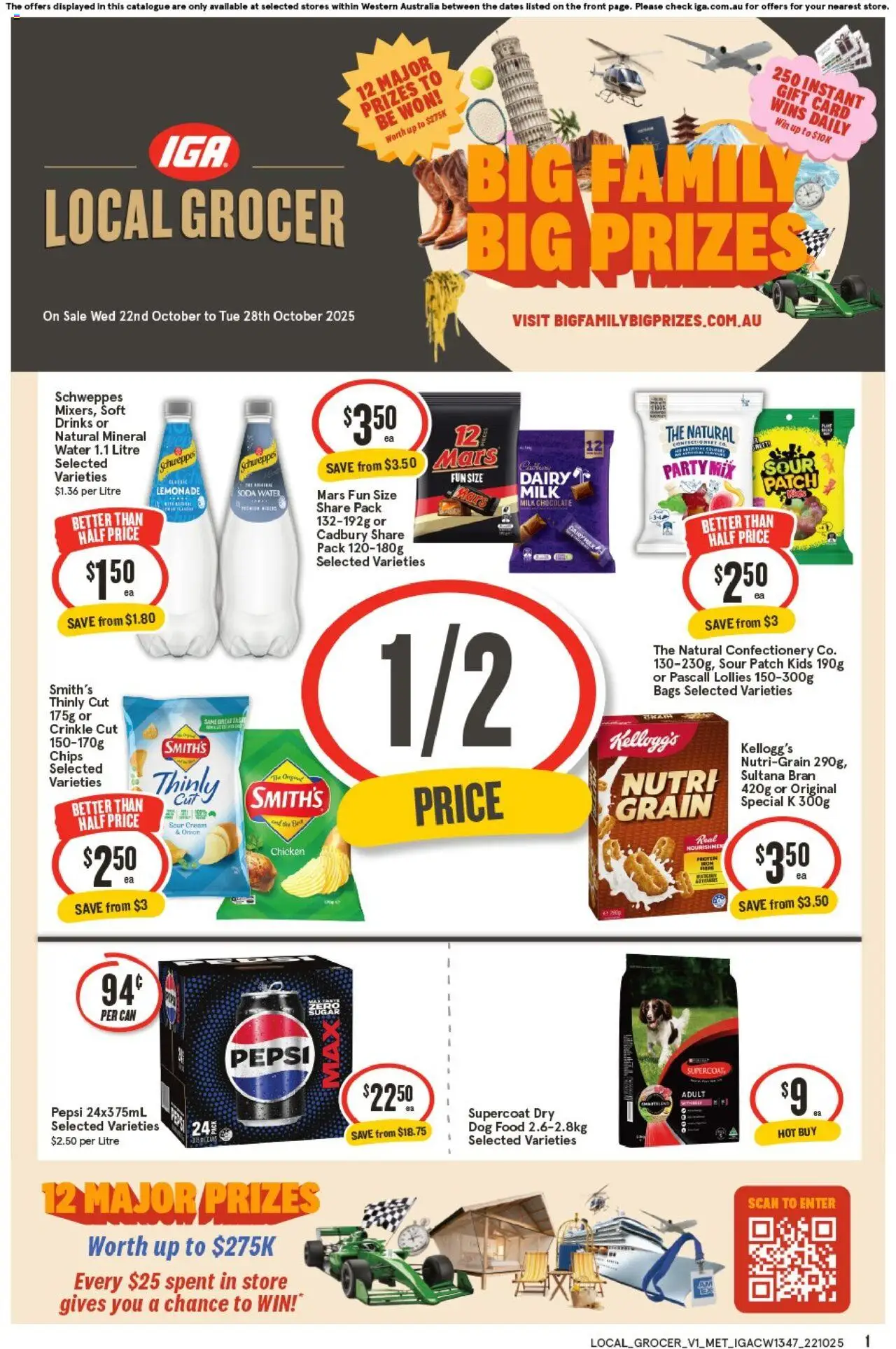 IGA catalogue - valid from 22.10.2025 | Page: 1 | Products: Dairy, Chocolate, Lollies, Pepsi