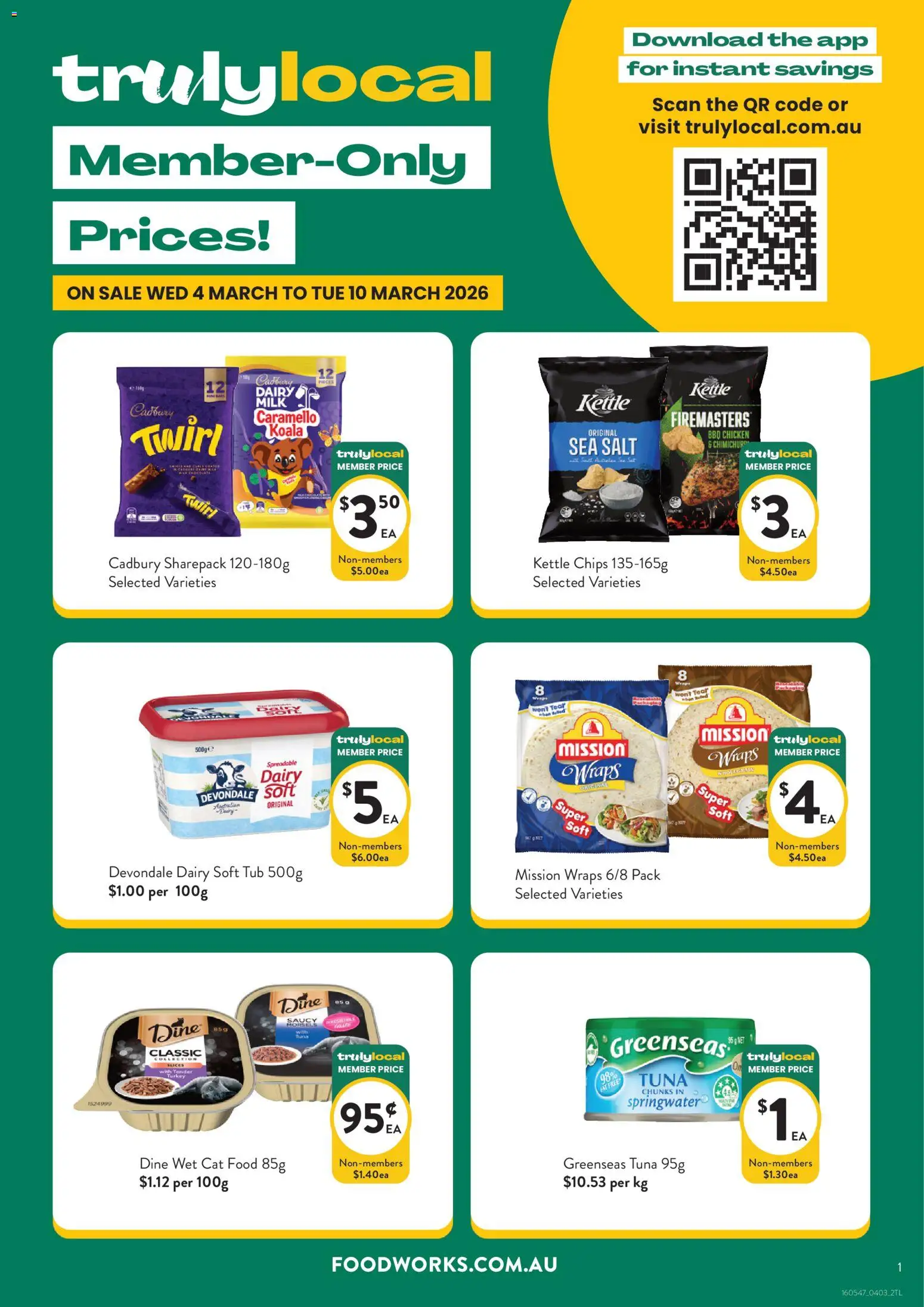 Foodworks catalogue - valid from 04.03.2026 | Page: 1 | Products: Dairy, Salt, Tuna, Kettle