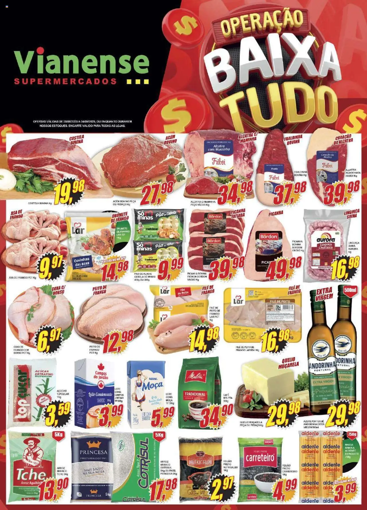 Vianense Folheto - válido de 29.08.2025 | Página: 1 | Produtos: Acém, Leite, Arroz, Azeite