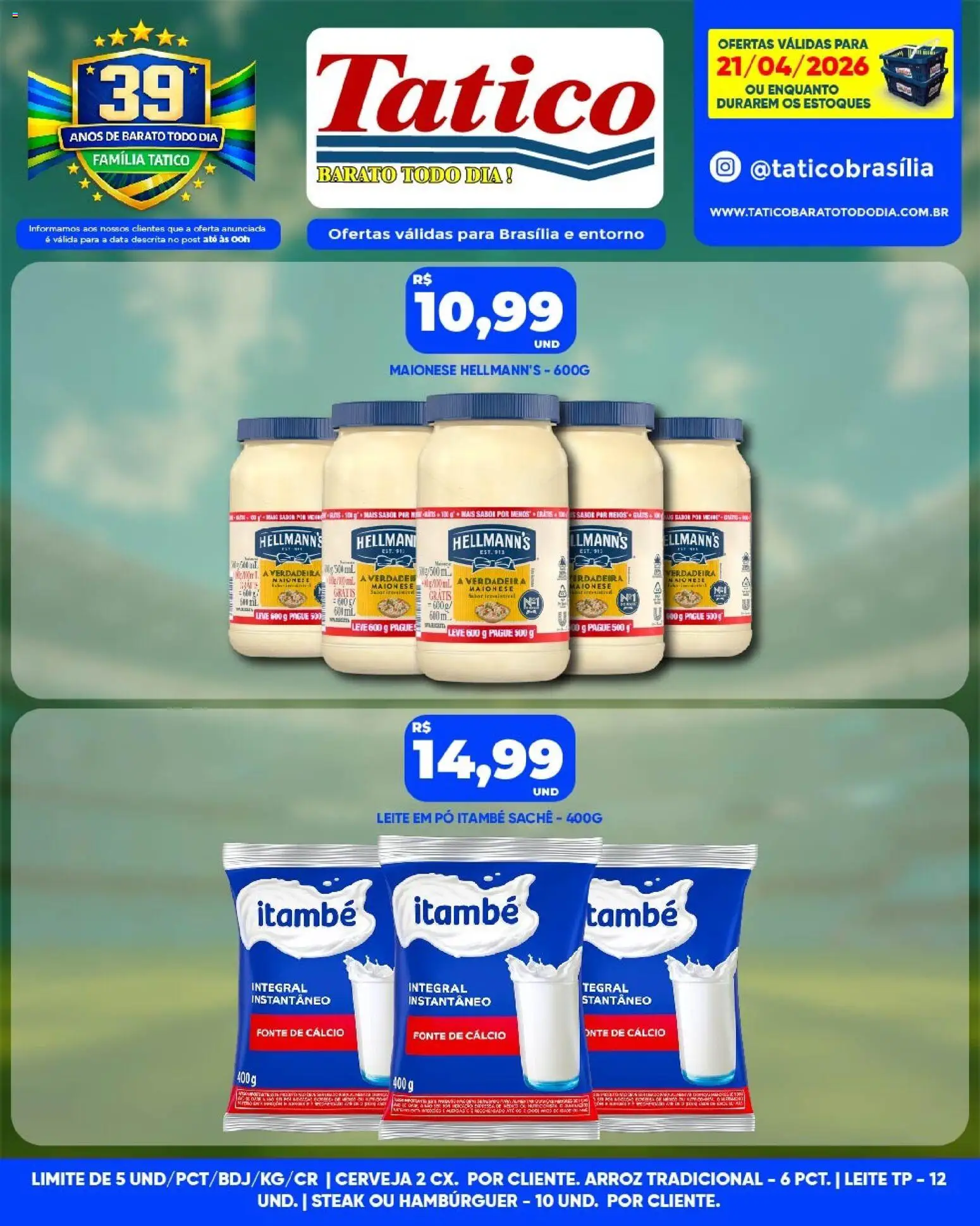Tatico Folheto - válido de 21.04.2026 | Página: 11 | Produtos: Cerveja, Arroz, Hambúrguer, Maionese