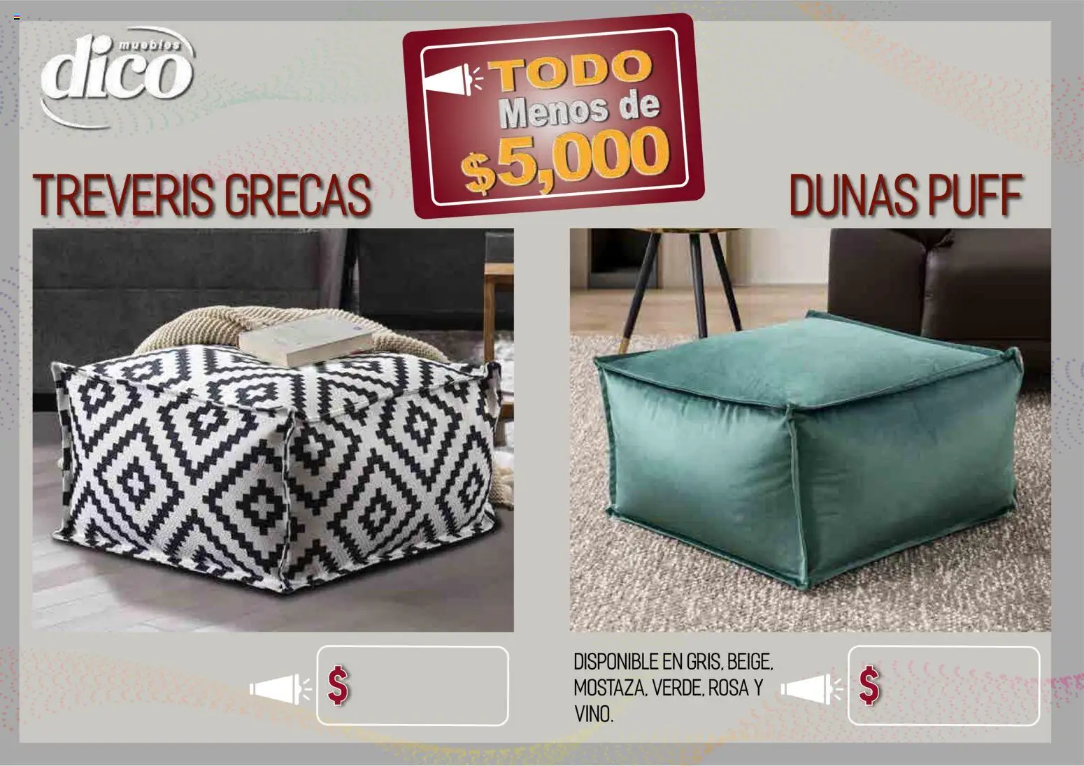 Nuevas ofertas de Muebles Dico válidas en toda la República Mexicana desde el 09.04.2026. ¡Encuentra las mejores ofertas en Muebles Dico catálogo Todo menos de 5000 Pacifico! | Página: 56