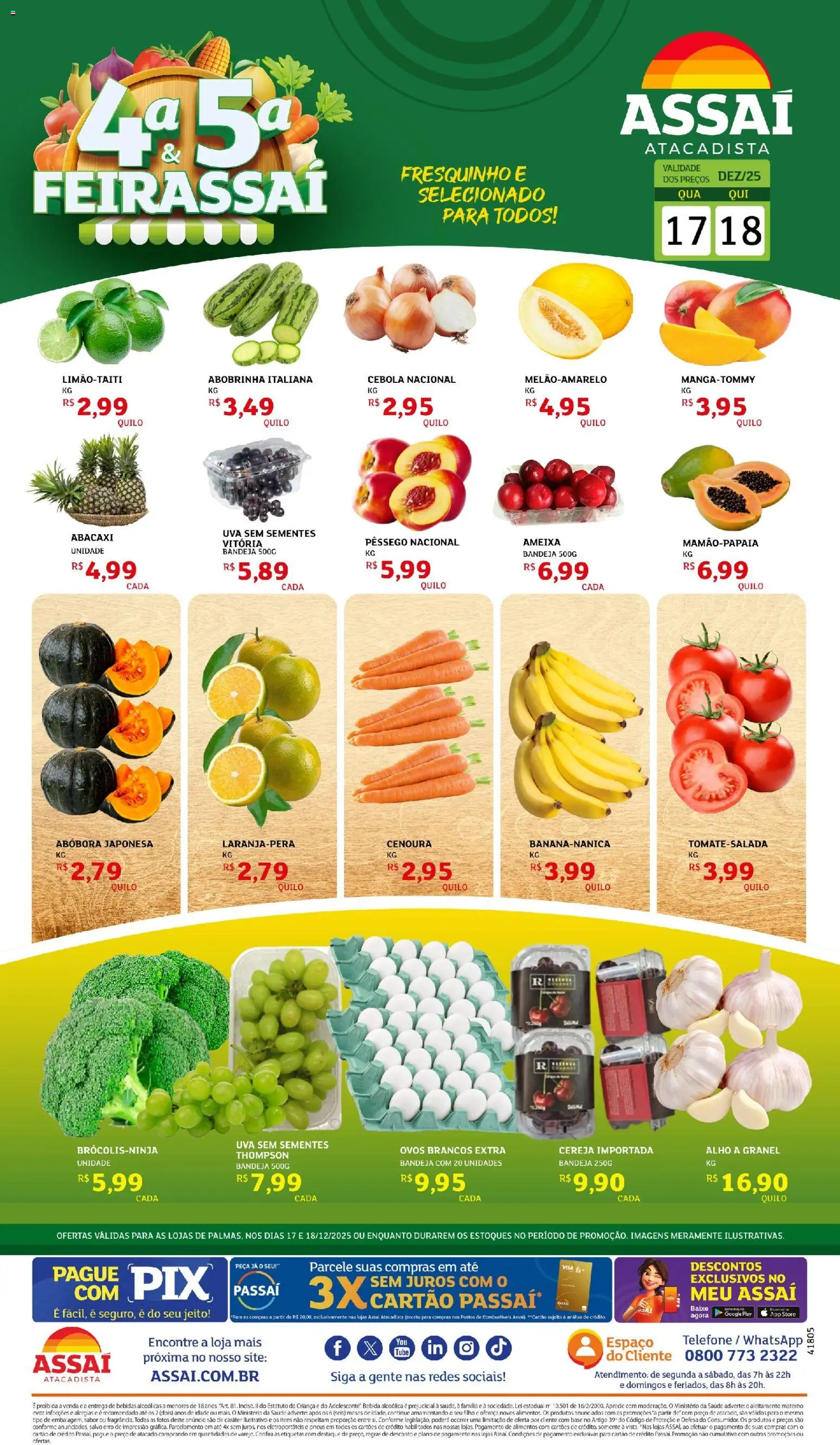 Assaí Atacadista Folheto - válido de 18.12.2025 | Página: 1 | Produtos: Alho, Cebola, Pneus, Bebida