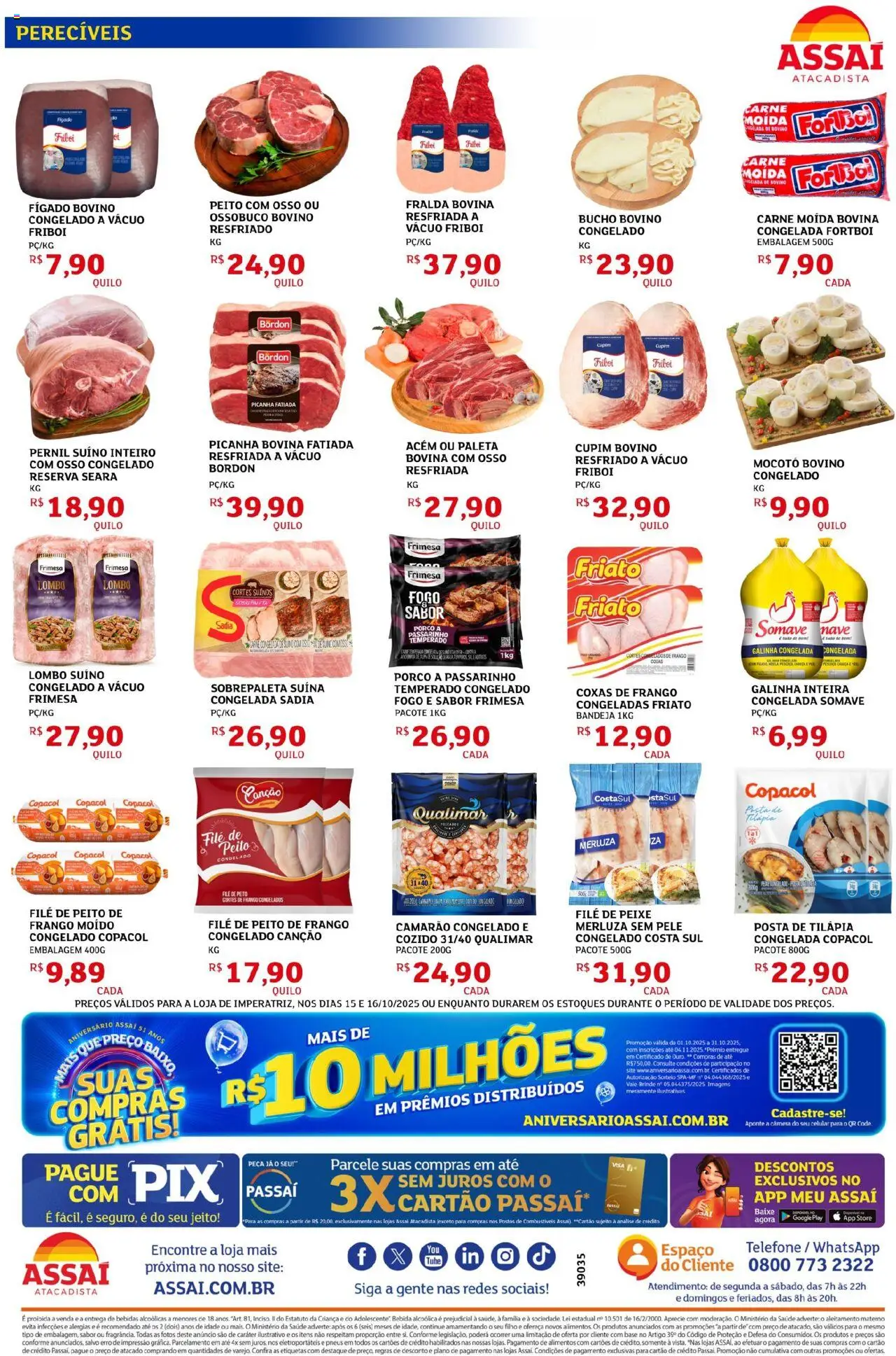 Assaí Atacadista Folheto - válido de 15.10.2025 | Página: 2 | Produtos: Frango moido, Tilápia, Bebida, Sal