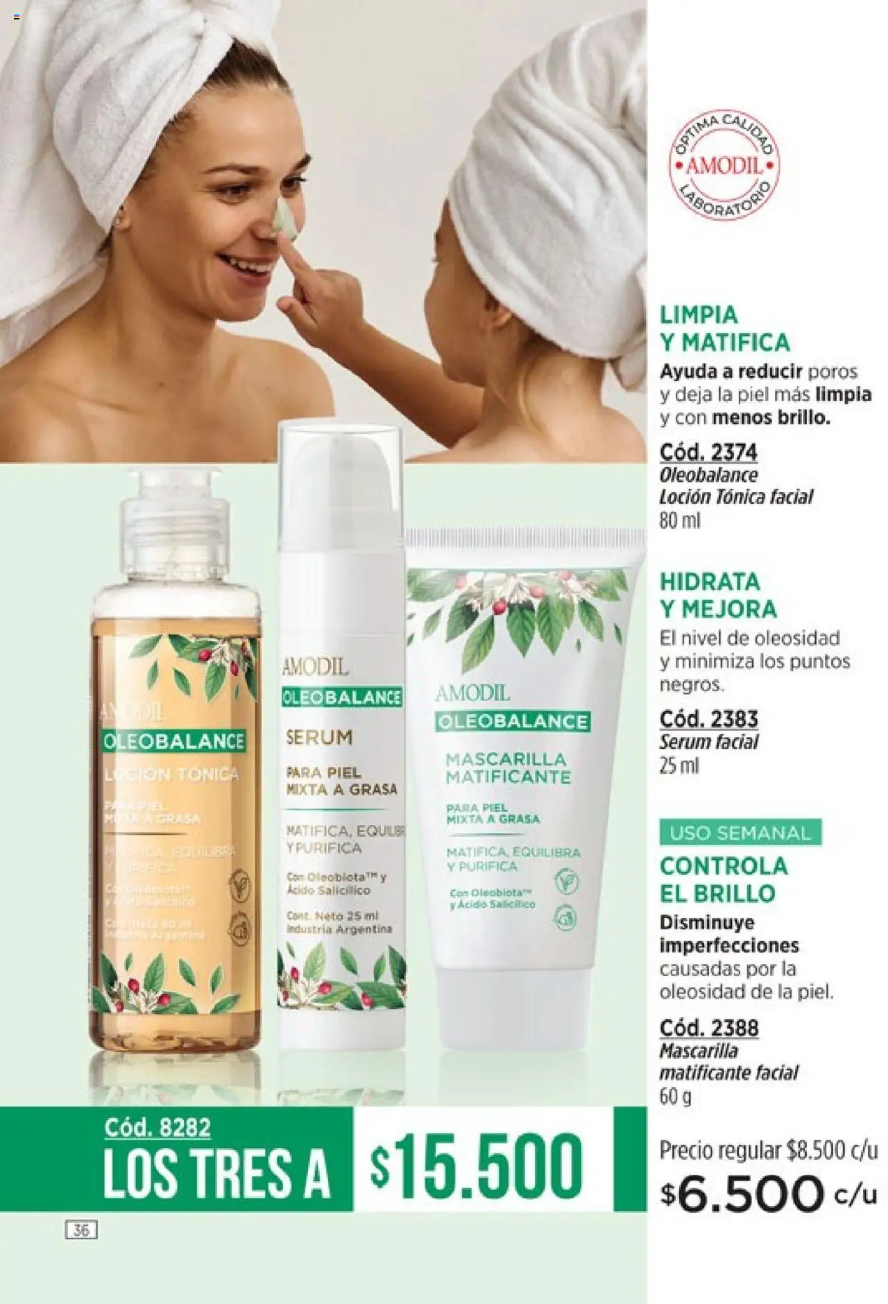 Catálogo Amodil Campaña 14 │ válido desde el 19.08.2025 | Página: 36 | Productos: Mascarilla, Serum, Brillo, Loción
