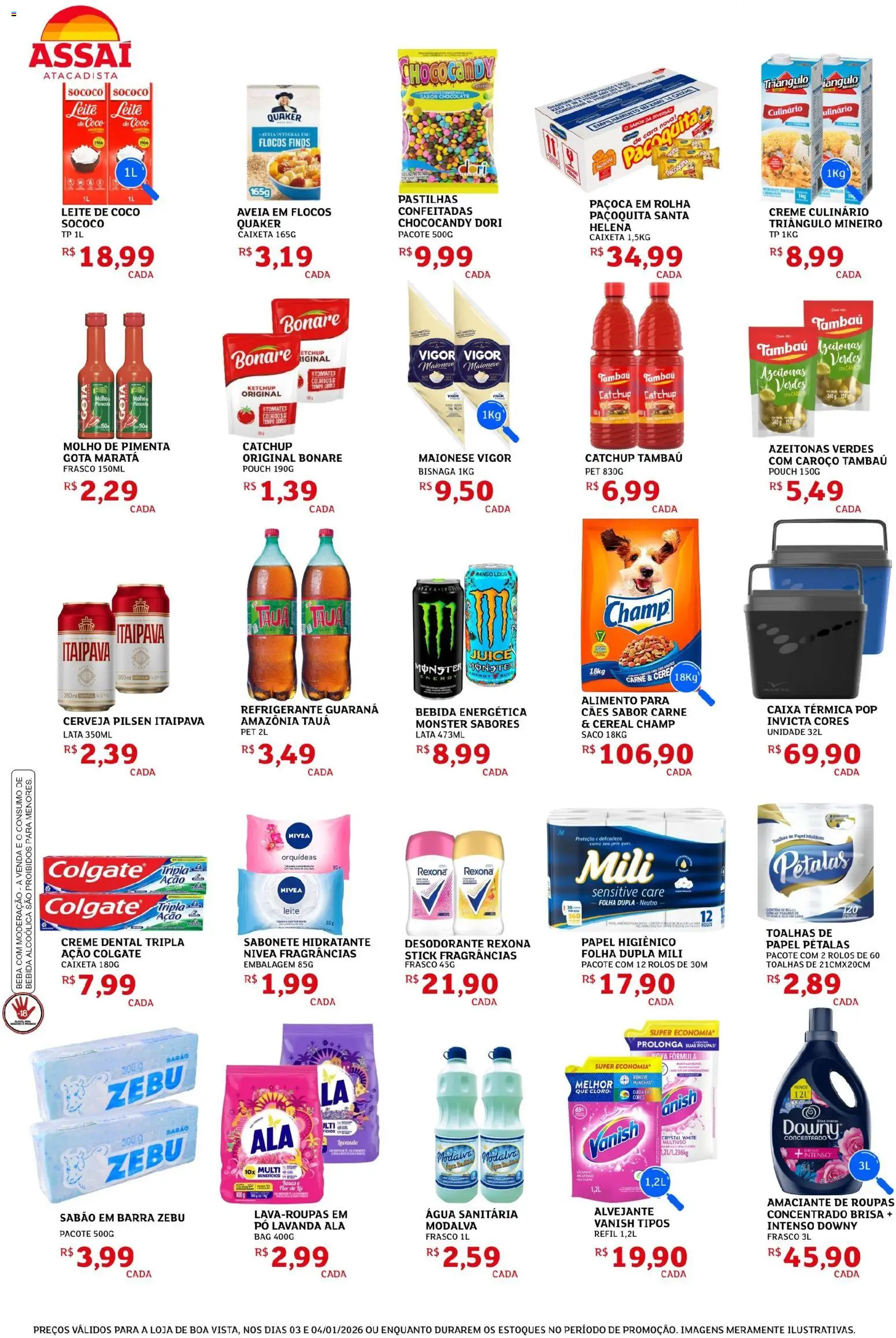 Assaí Atacadista Folheto - válido de 03.01.2026 | Página: 2 | Produtos: Caixa térmica, Carne, Creme, Água sanitária