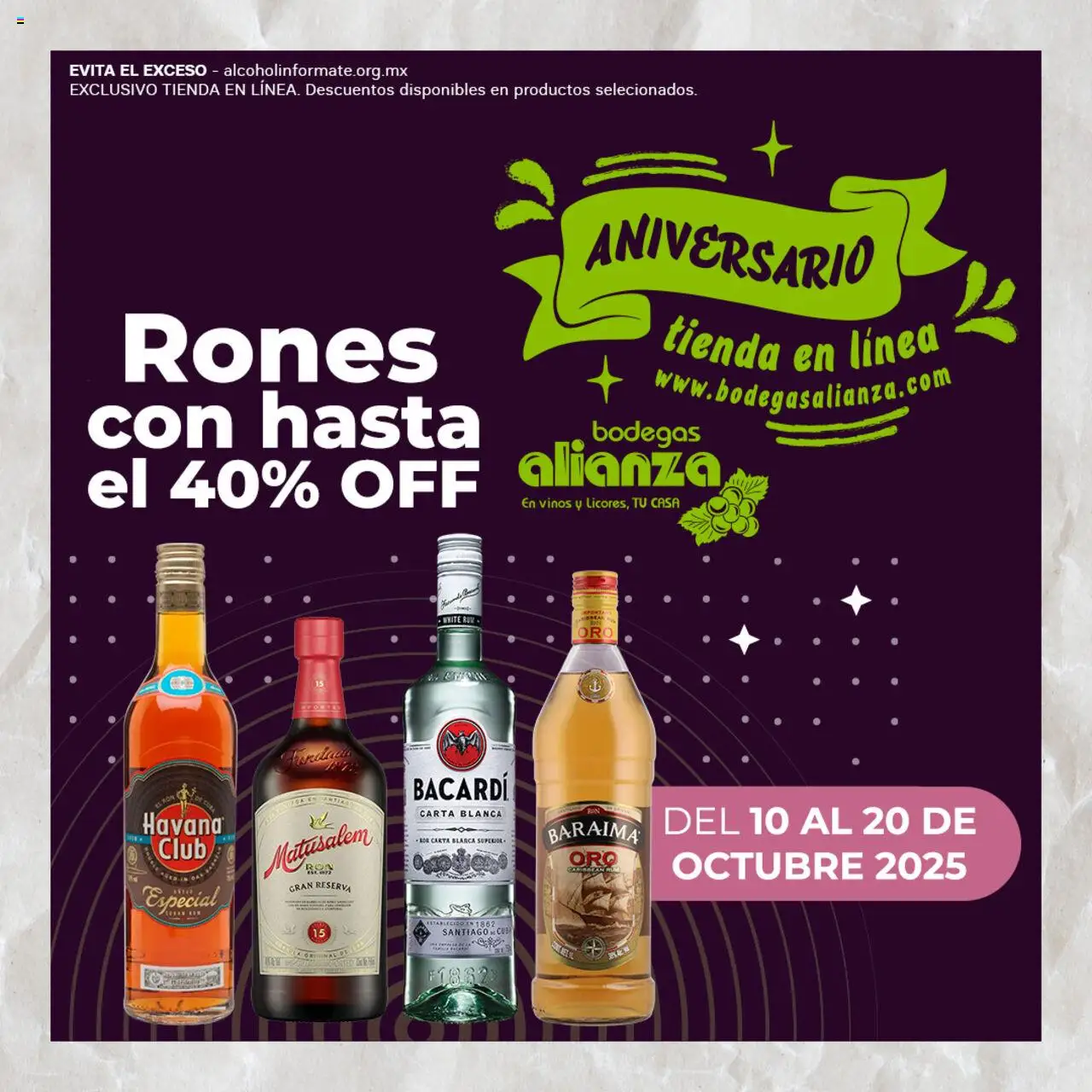 Nuevas ofertas de Bodegas Alianza válidas en toda la República Mexicana desde el 10.10.2025. ¡Encuentra las mejores ofertas en Bodegas Alianza - Catálogo Rones con hasta el 40 off! | Página: 1
