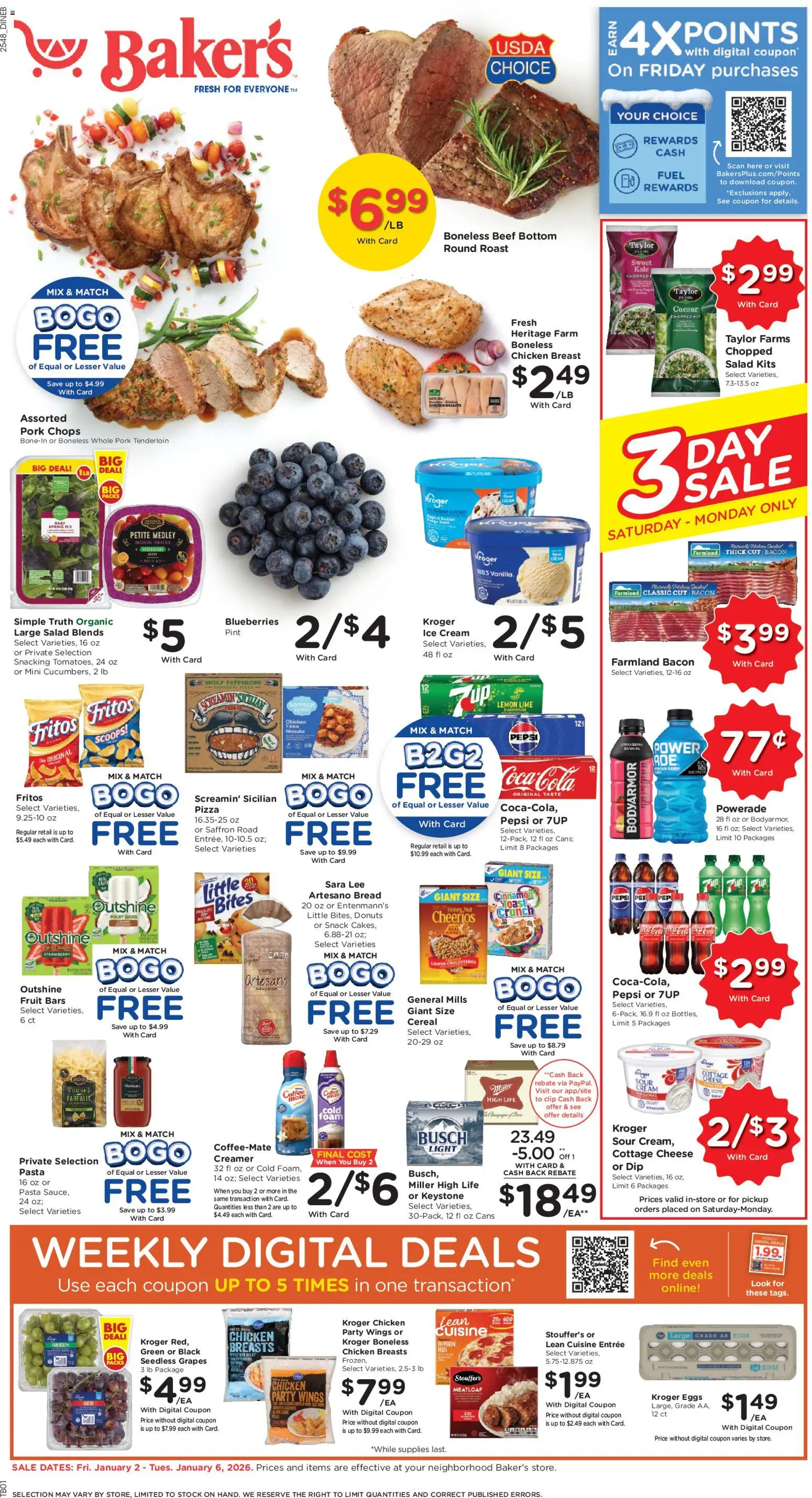 Baker's Weekly Ad - NE - valid from 02.01.2026 | Page: 1 | Products: Eggs, Pasta, Cottage cheese, Lime