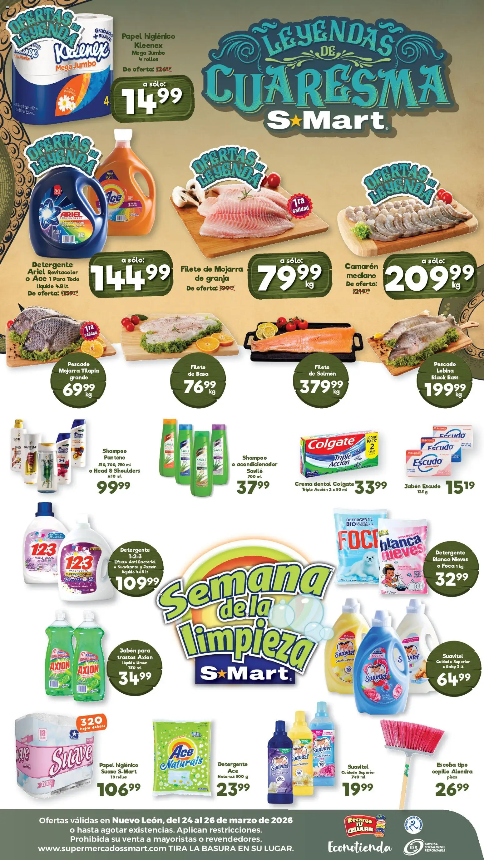Nuevas ofertas de S-Mart válidas en toda la República Mexicana desde el 24.03.2026. ¡Encuentra las mejores ofertas en S-Mart folleto Monterrey! | Página: 2 | Productos: Crema, Cepillo, Suavizante, Jabón
