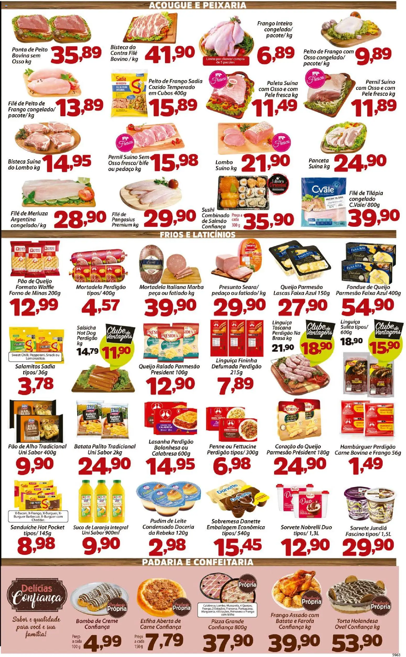 Confiança Folheto - válido de 17.04.2026 | Página: 3 | Produtos: Leite, Carne, Queijo parmesão, Batata
