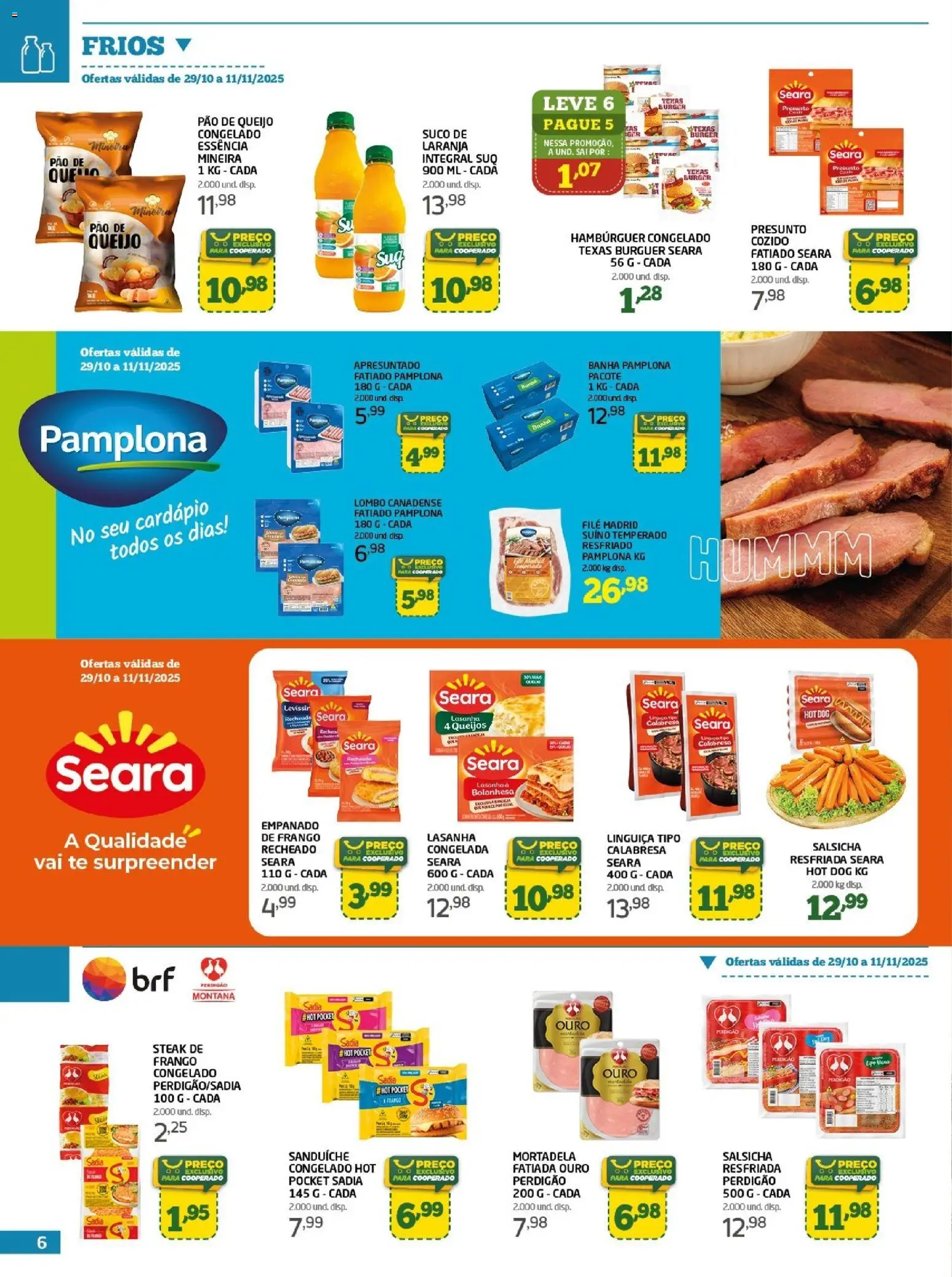 Cooper Folheto - válido de 29.10.2025 | Página: 6 | Produtos: Suco, Sanduíche, Lasanha, Frango