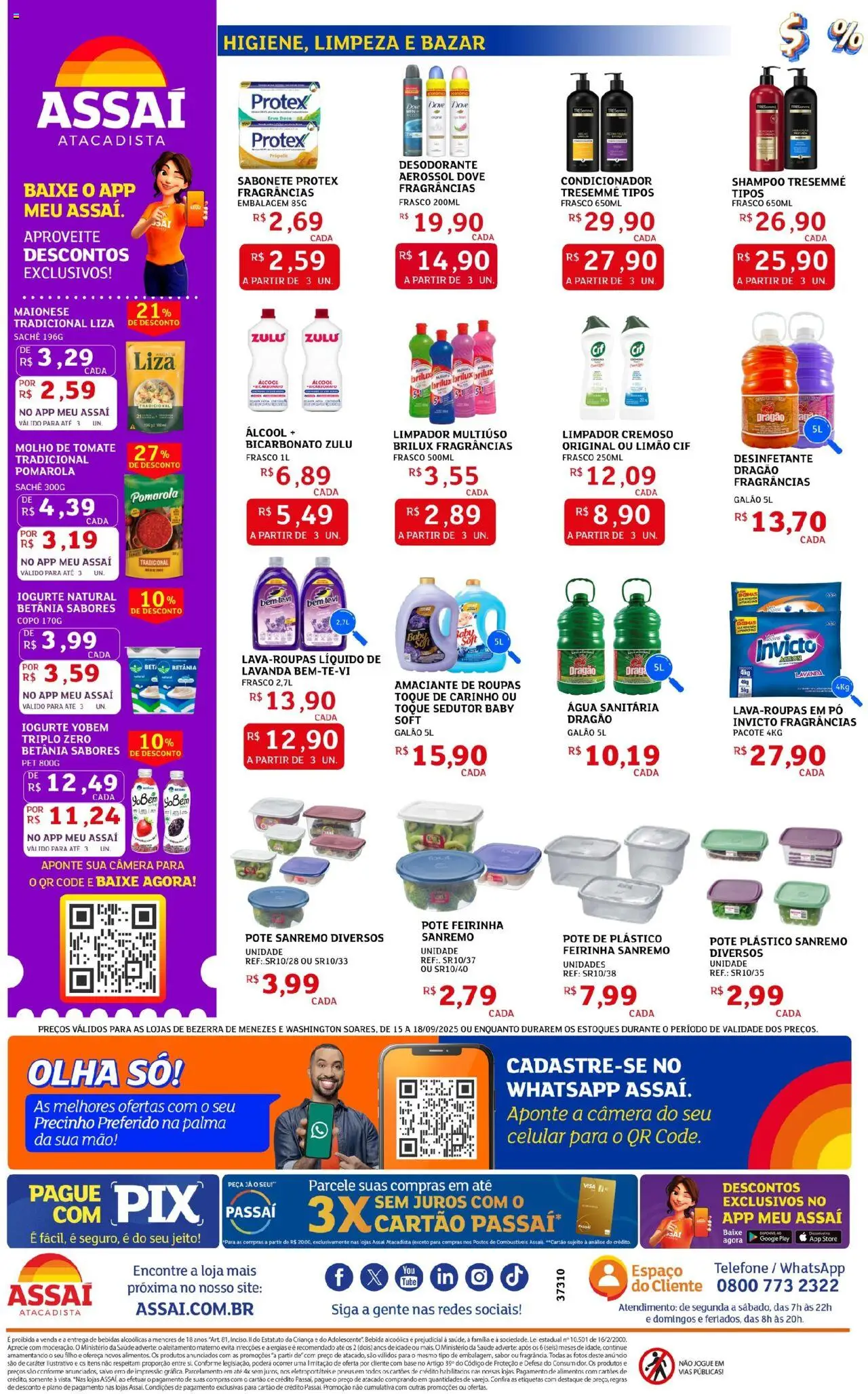 Assaí Atacadista Folheto - válido de 15.09.2025 | Página: 2 | Produtos: Molho de tomate, Amaciante de roupas, Sabonete, Dove
