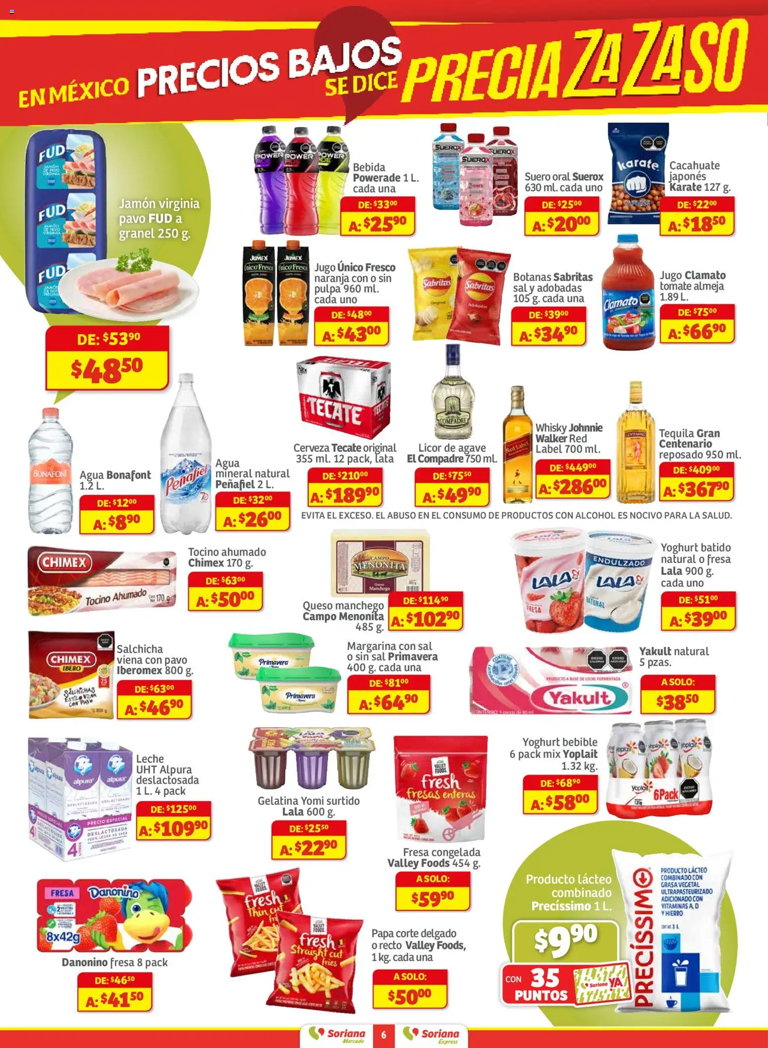 Nuevas ofertas de Soriana válidas en toda la República Mexicana desde el 18.11.2025. ¡Encuentra las mejores ofertas en Soriana - Pesito Valedor Mercado: Ags, Col, Gto, Jal, Mich! | Página: 6 | Productos: Fresa, Gelatina, Tocino, Margarina