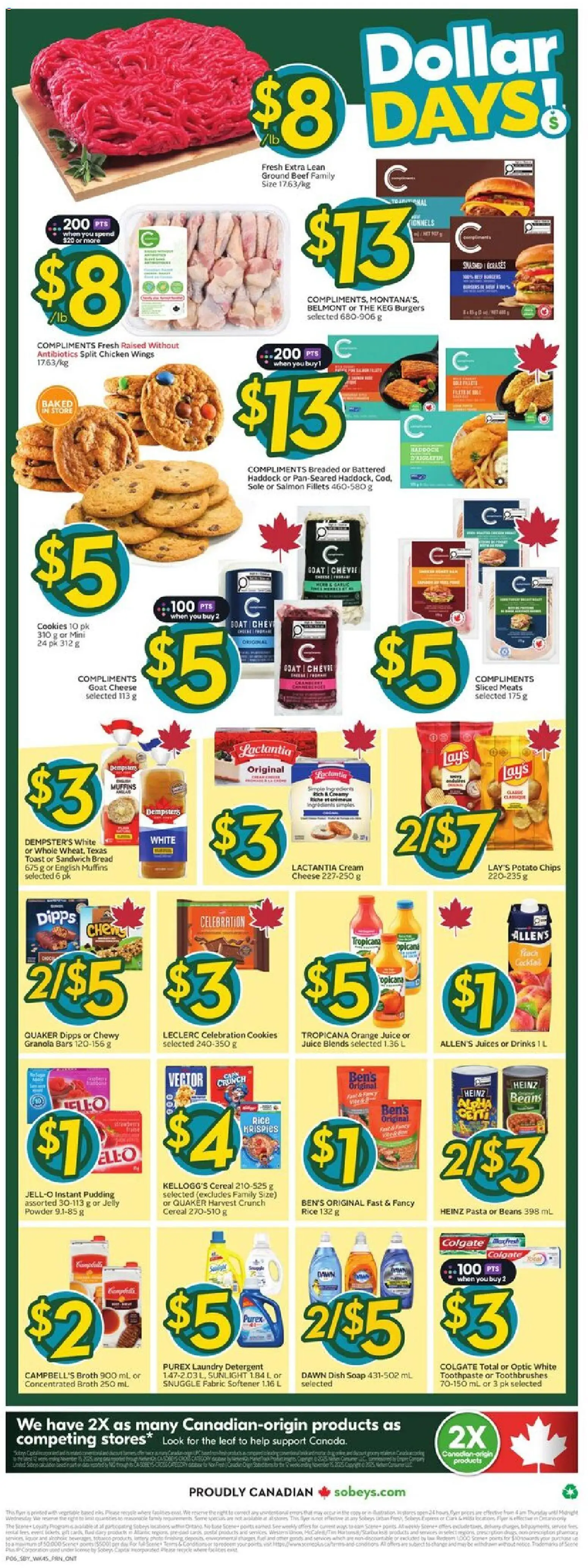 Sobeys flyer valid from 05.03.2026 | Page: 4 | Products: Rice, Soap, Cheese, Chicken