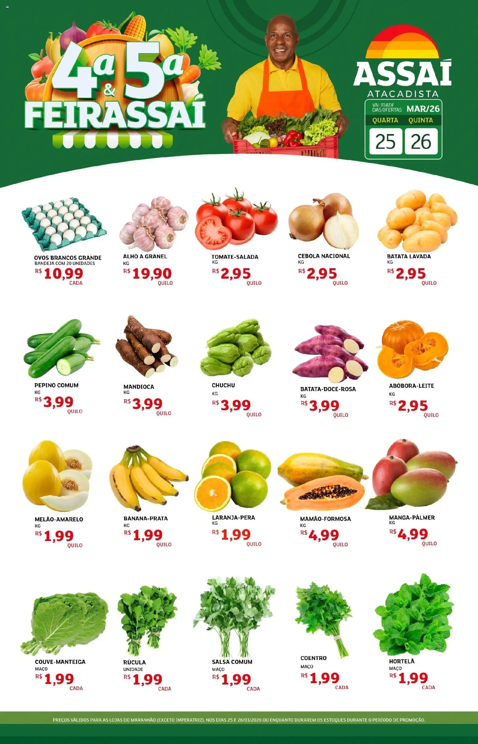 Assaí Atacadista Folheto - válido de 25.03.2026 | Página: 1 | Produtos: Alho, Hortelã, Rúcula, Bandeja