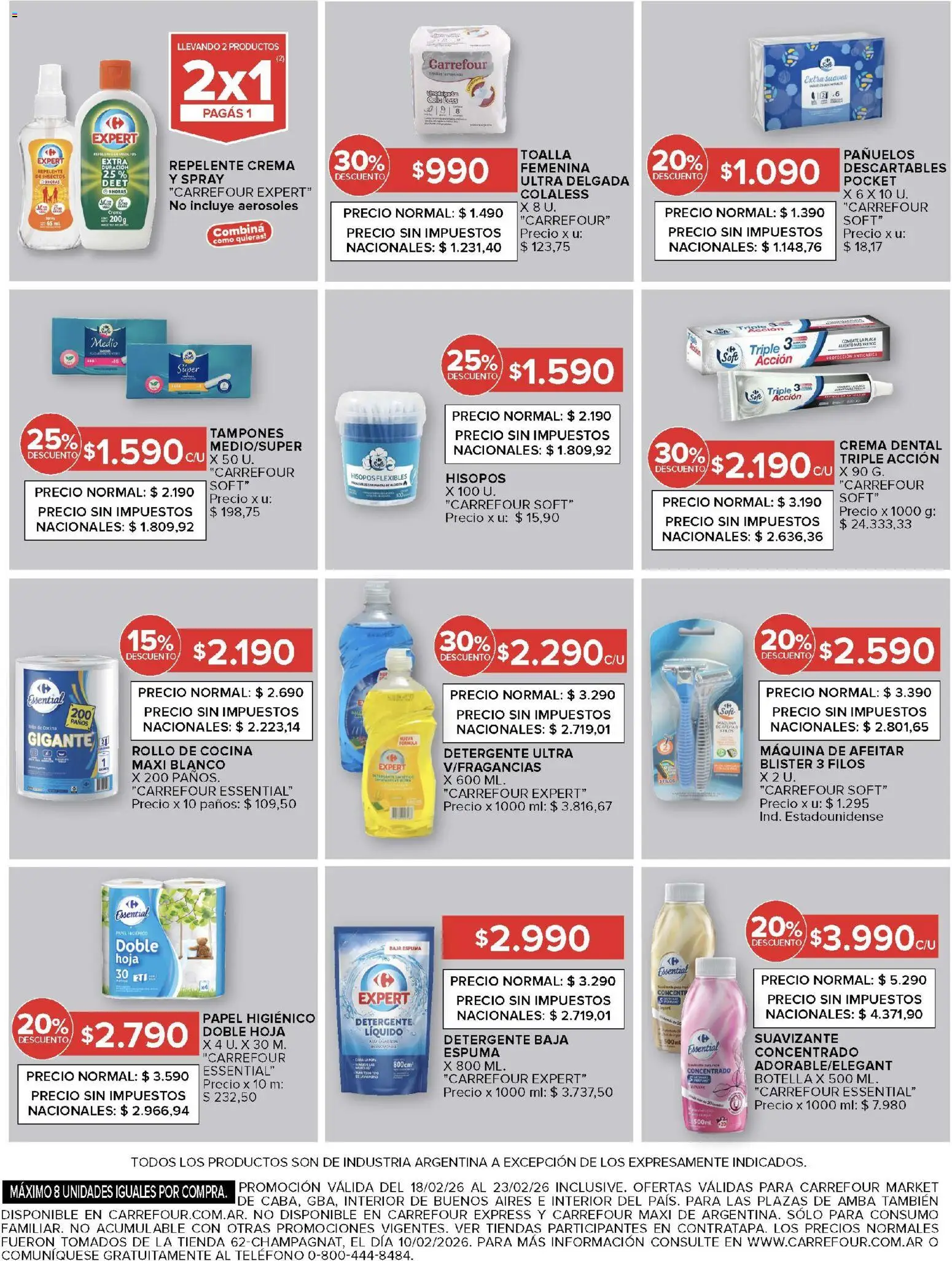 Carrefour Market catálogo │ válido desde el 18.02.2026 | Página: 13 | Productos: Toalla, Botella, Detergente, Suavizante