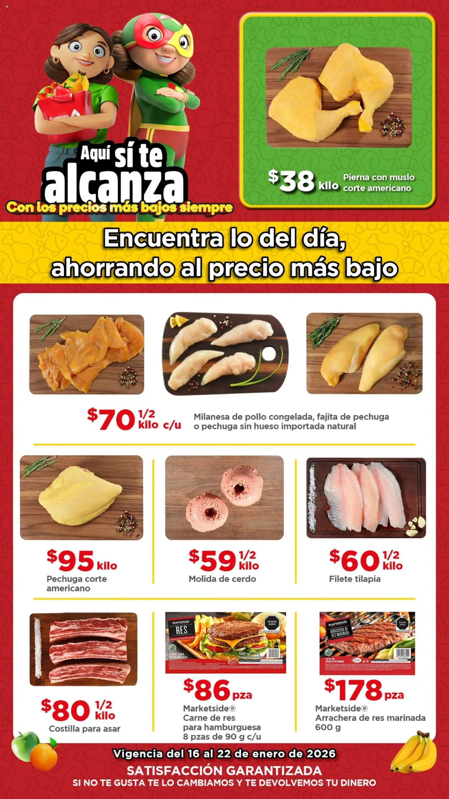 Nuevas ofertas de Bodega Aurrerá válidas en toda la República Mexicana desde el 16.01.2026. ¡Encuentra las mejores ofertas en Bodega Aurrerá folleto Ofertas! | Página: 1 | Productos: Pollo, Cerdo, Res, Té