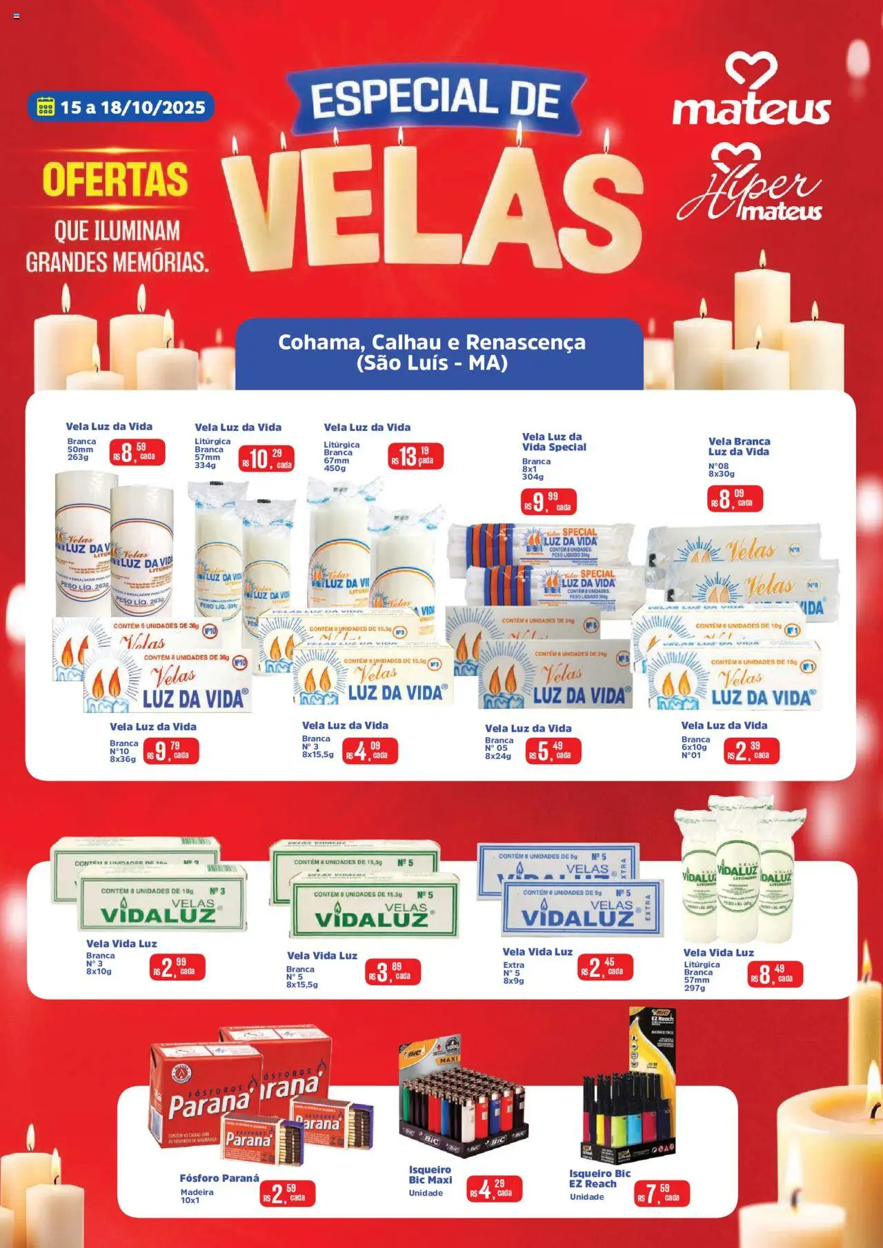 Mateus Folheto - válido de 15.10.2025 | Página: 1 | Produtos: Fósforo, Velas