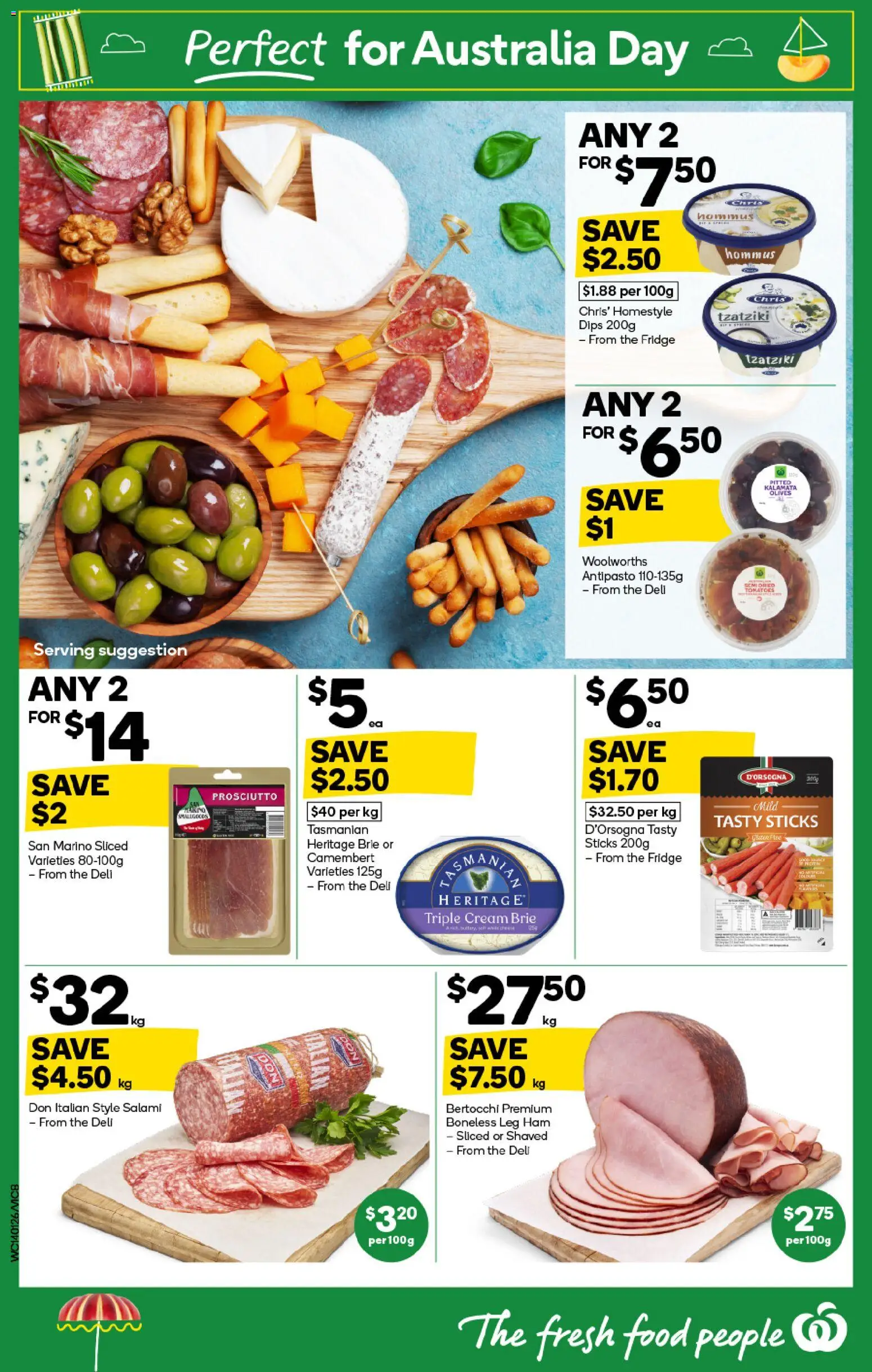Woolworths catalogue - valid from 14.01.2026 | Page: 8 | Products: Salami, Ham, Olives, Fridge