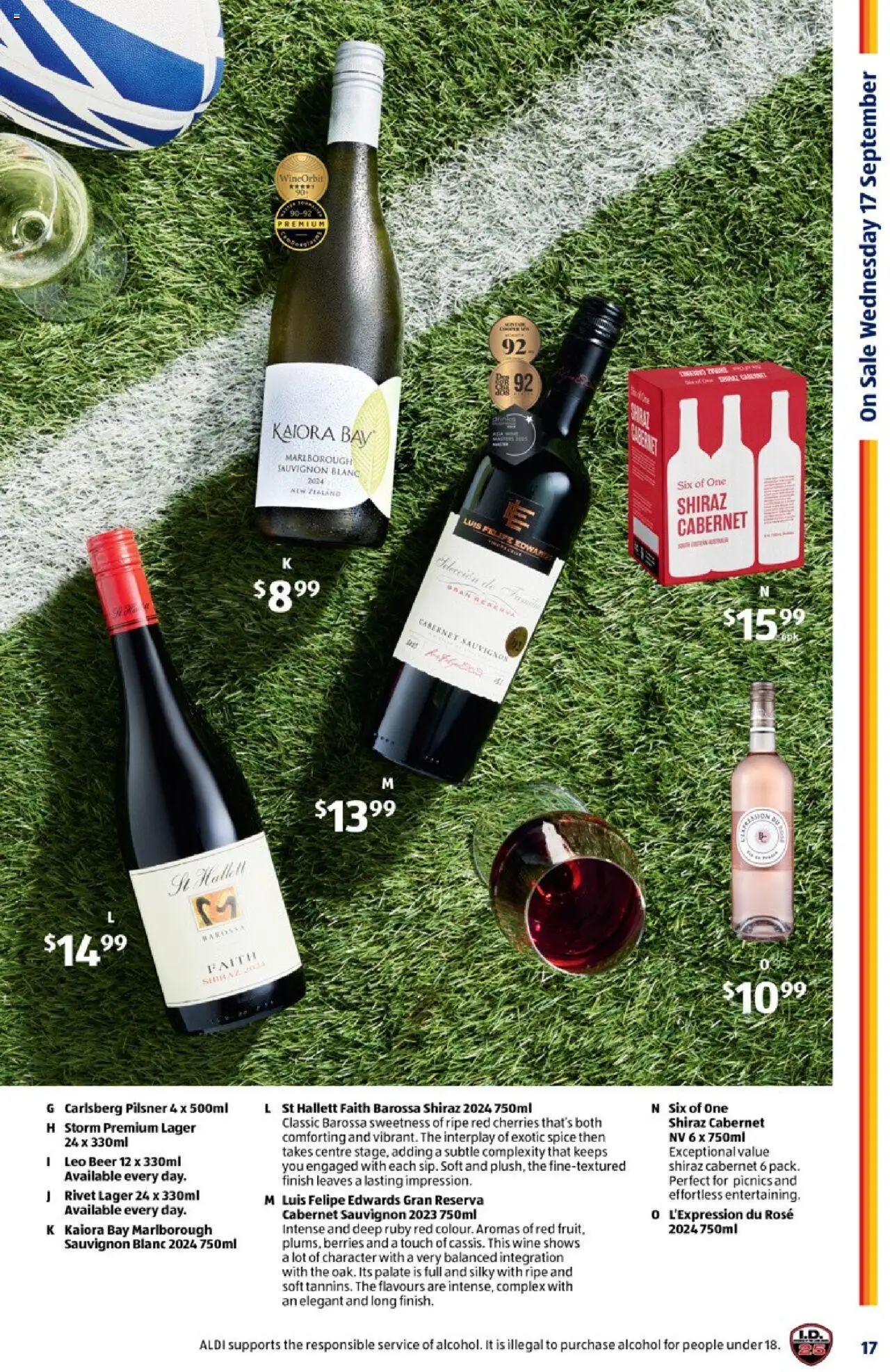 Aldi catalogue - valid from 17.09.2025 | Page: 17 | Products: Cherries, Wine, Beer