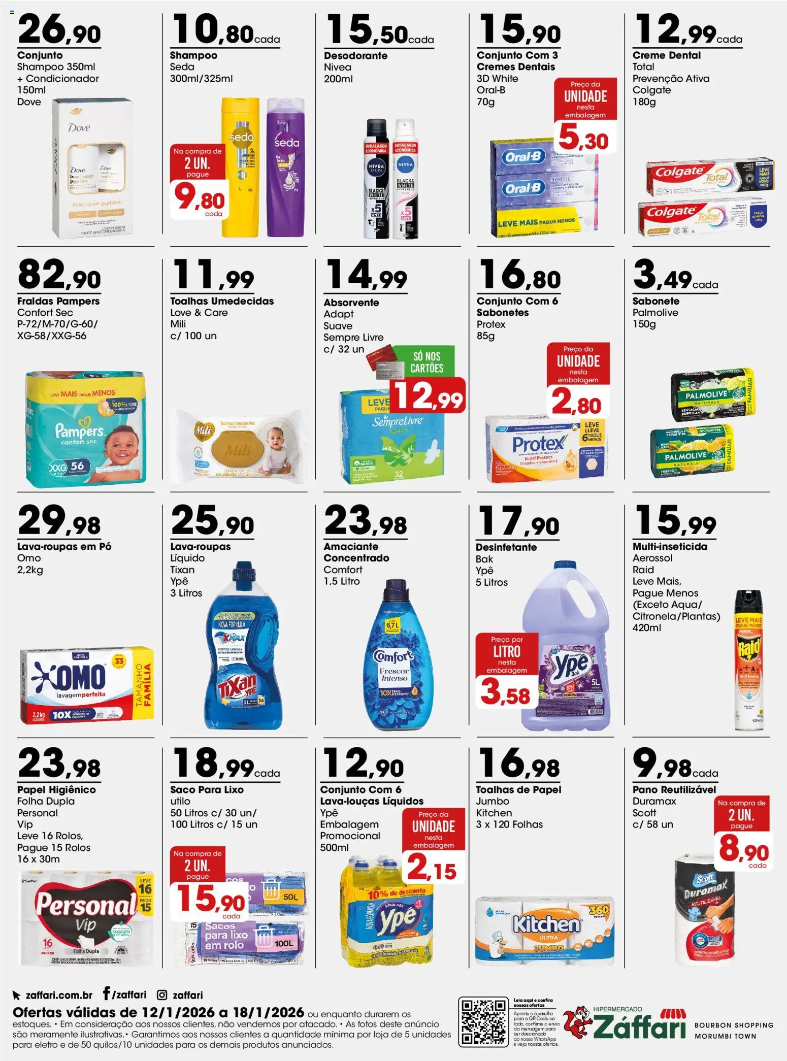 Zaffari Folheto - válido de 12.01.2026 | Página: 4 | Produtos: Shampoo, Pó, Dove, Amaciante