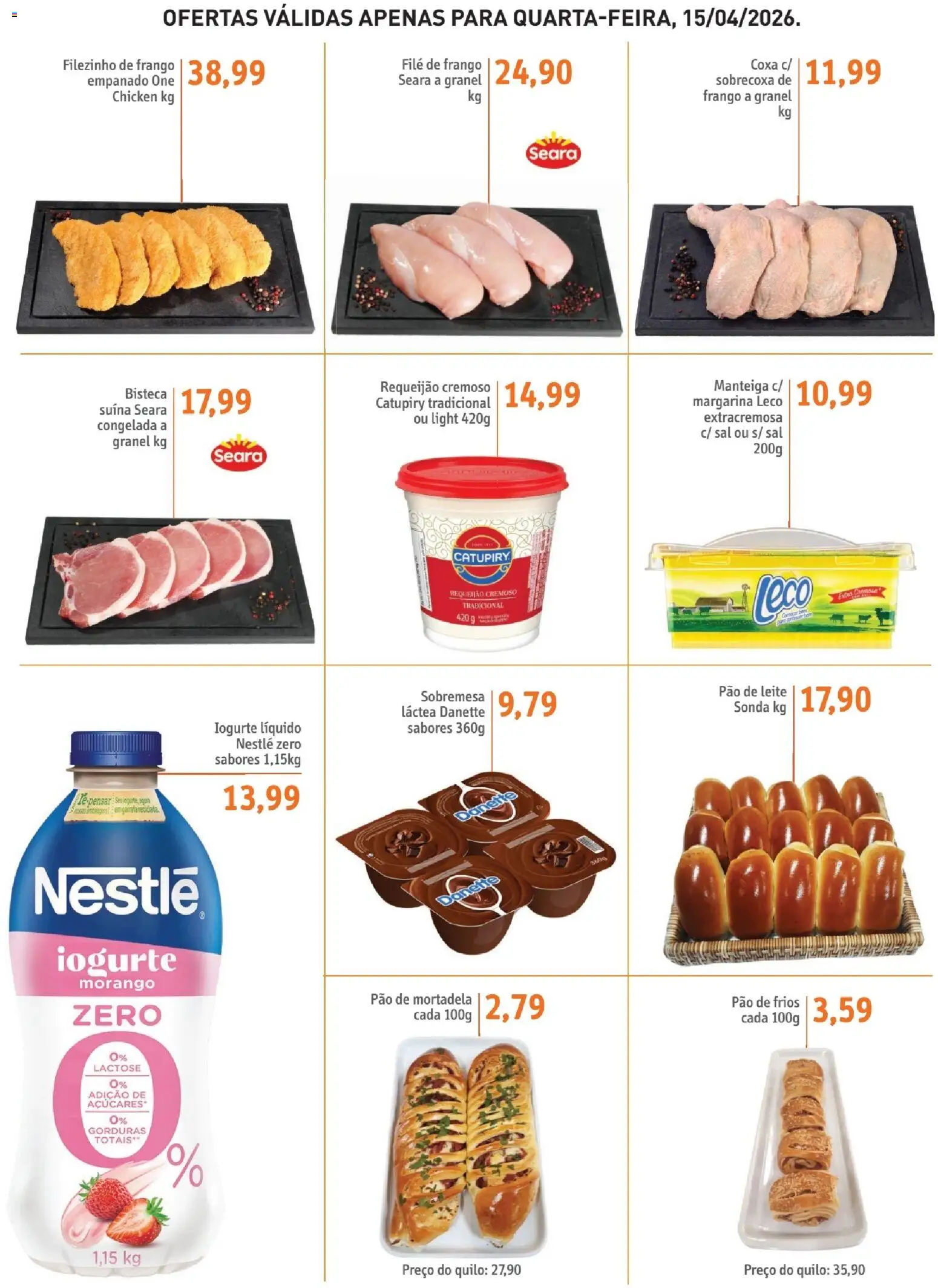 Sonda Folheto - válido de 15.04.2026 | Página: 2 | Produtos: Leite, Catupiry, Frango, Margarina