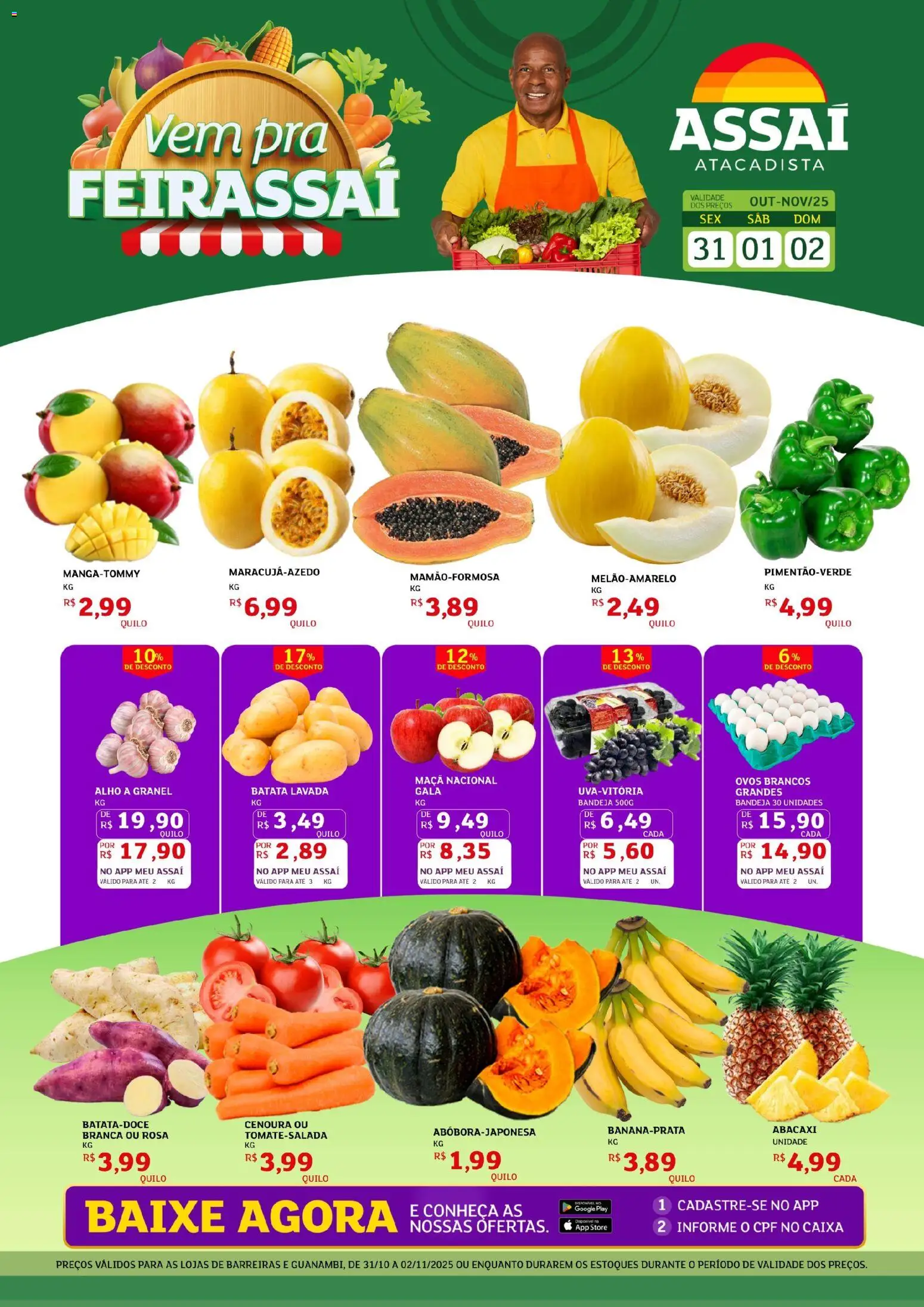 Assaí Atacadista Folheto - válido de 31.10.2025 | Página: 1 | Produtos: Ovos, Cenoura, Bandeja, Batata