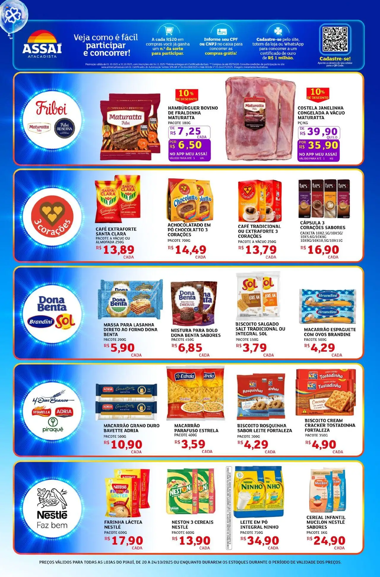 Assaí Atacadista Folheto - válido de 20.10.2025 | Página: 3 | Produtos: Farinha láctea, Caixa, Macarrão, Bolo
