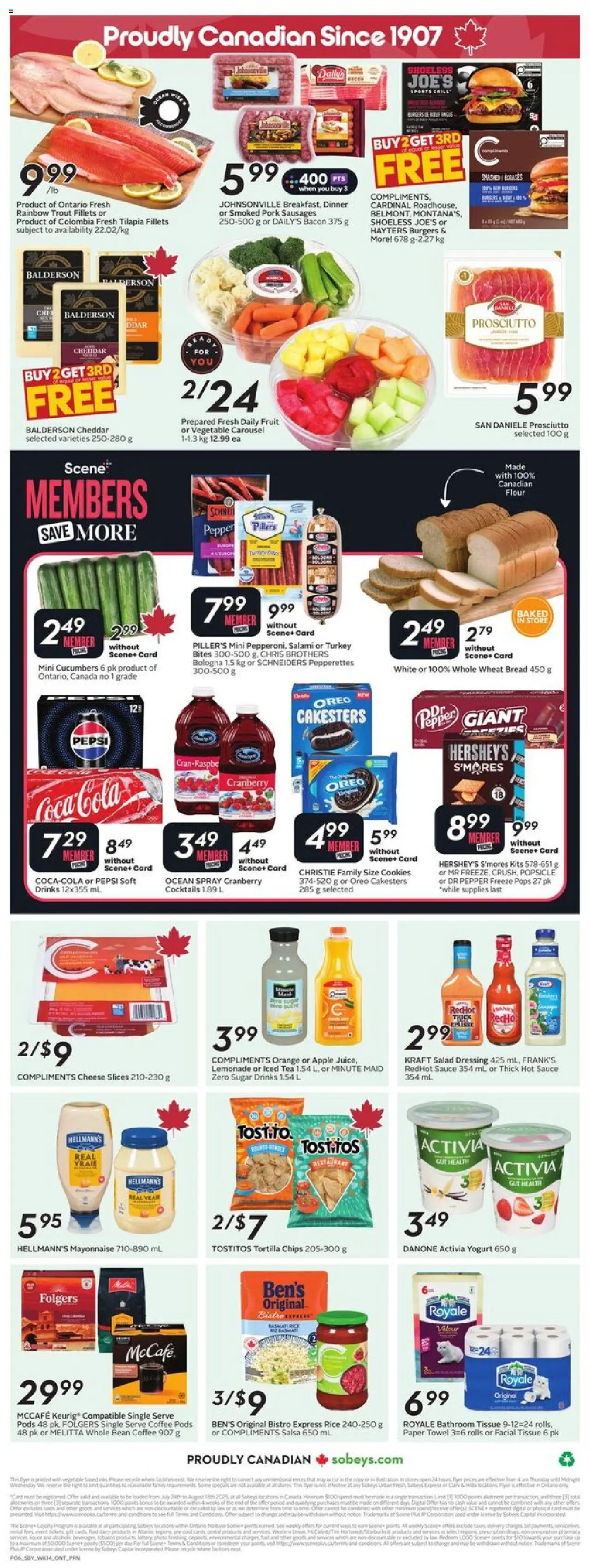 Sobeys flyer valid from 31.07.2025 | Page: 4 | Products: Rice, Tea, Chips, Salami