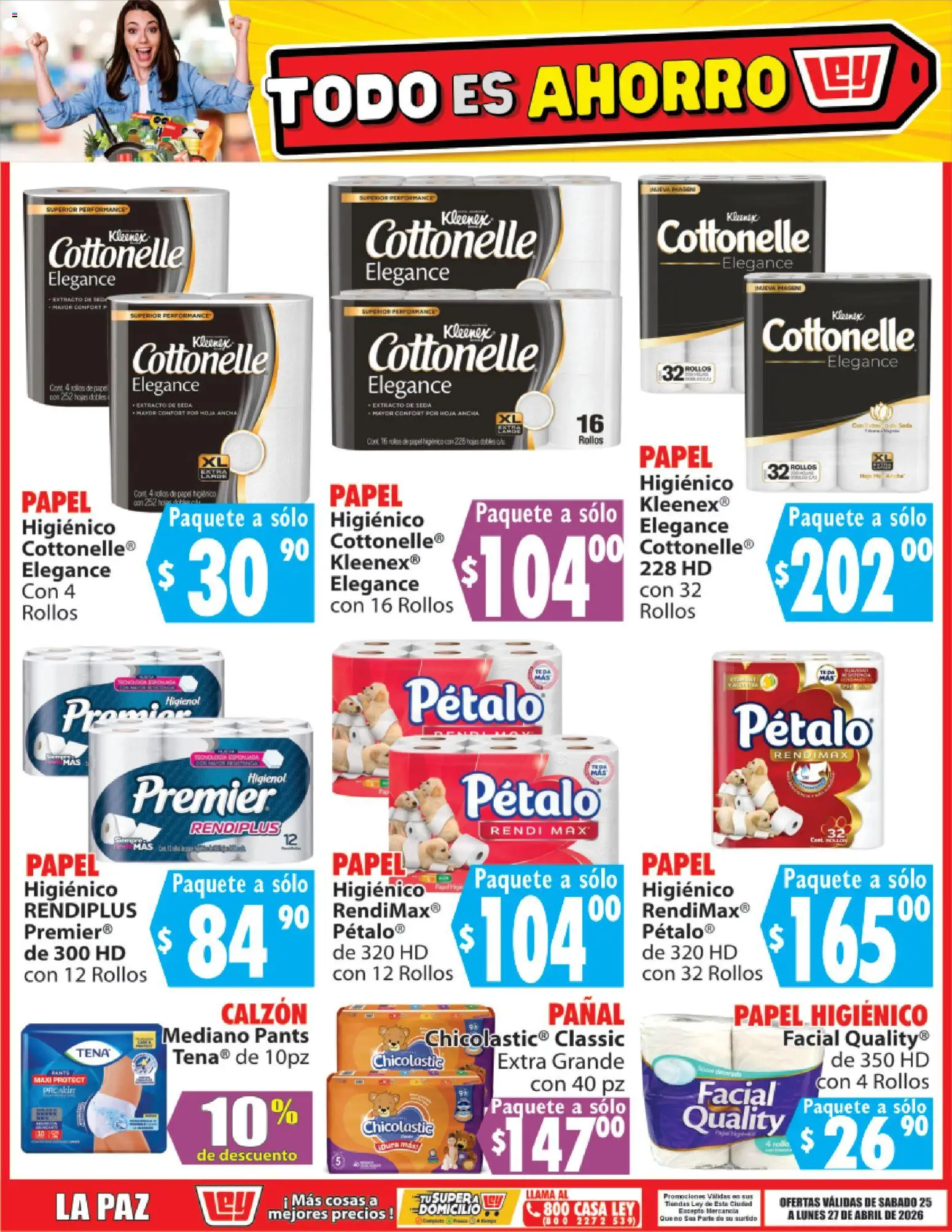 Nuevas ofertas de Casa Ley válidas en toda la República Mexicana desde el 25.04.2026. ¡Encuentra las mejores ofertas en Casa Ley folleto Todo es ahorro! | Página: 9 | Productos: Calzón, Papel higiénico, Pants