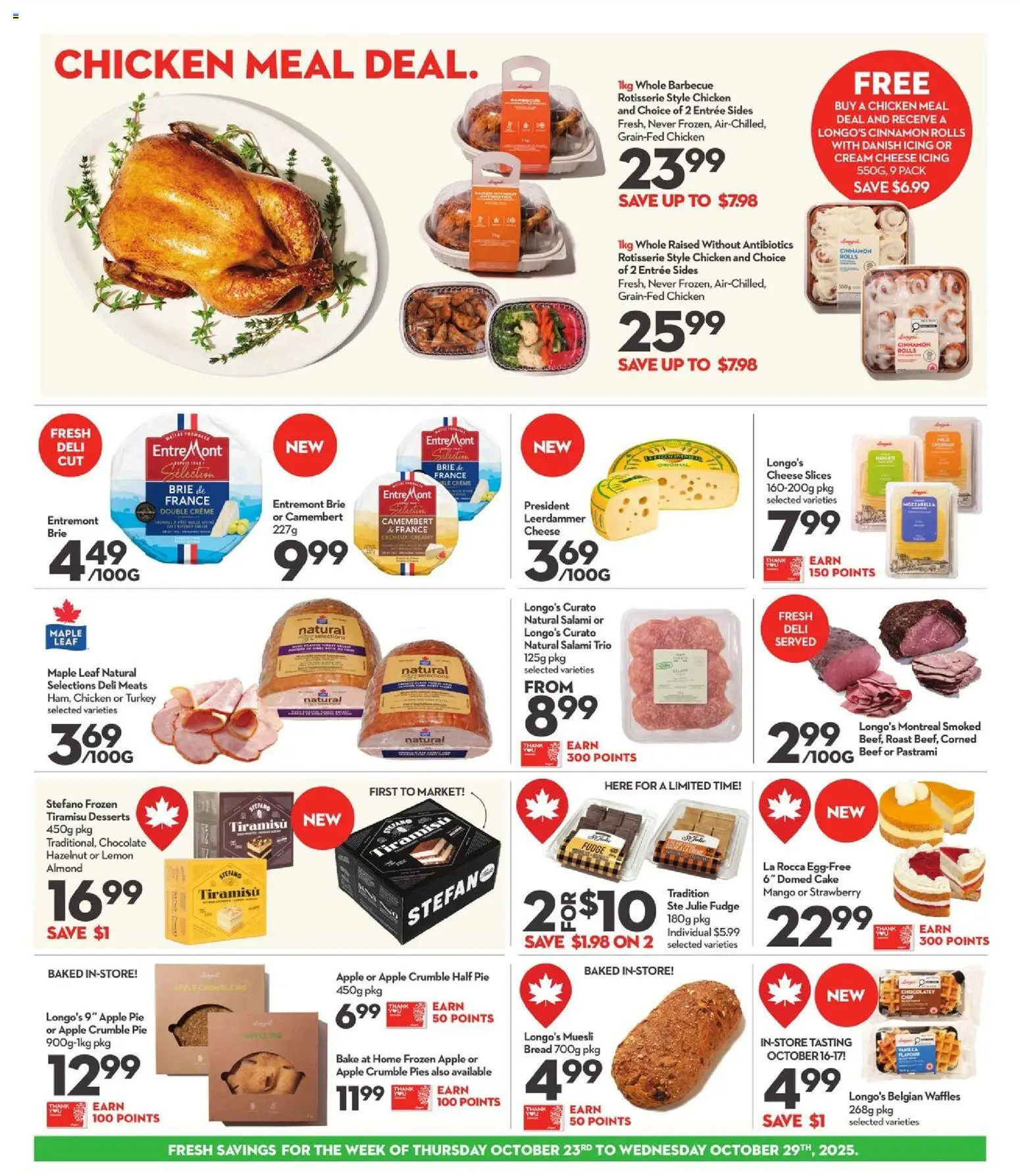 Longo's flyer valid from 23.10.2025 | Page: 6 | Products: Beef, Cream, Salami, Chicken