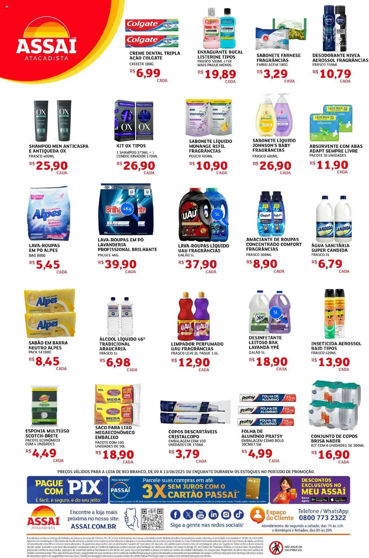 Assaí Atacadista Folheto - válido de 09.08.2025 | Página: 4 | Produtos: Desodorante, Creme, Copos, Creme dental