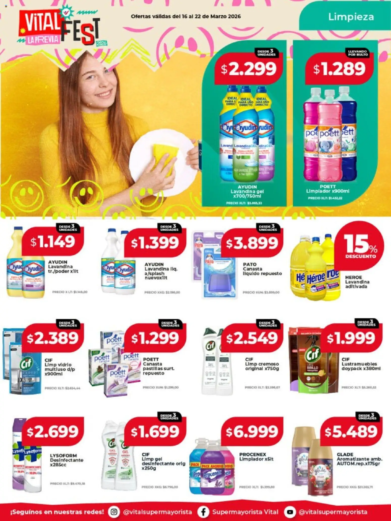 Vital - Ofertas │ válido desde el 16.03.2026 | Página: 8 | Productos: Desinfectante, Brillo, Limpiador, Canasta