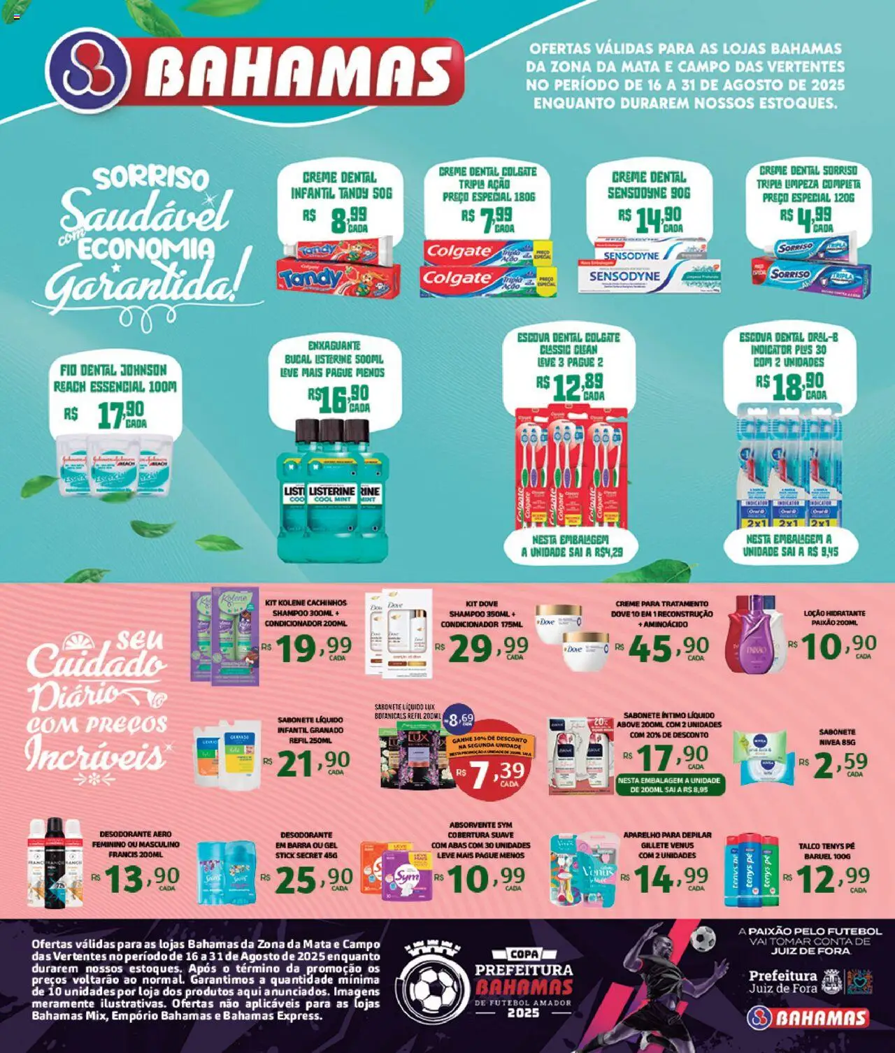 Bahamas Supermercados Folheto - válido de 16.08.2025 | Página: 2 | Produtos: Talco, Escova, Sabonete, Dove