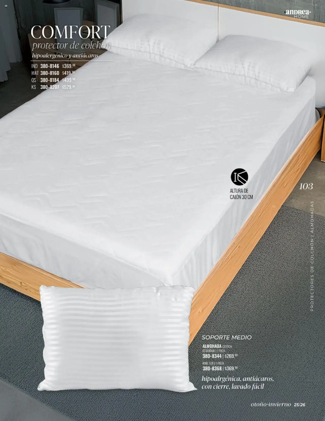 Nuevas ofertas de Andrea válidas en toda la República Mexicana desde el 24.08.2025. ¡Encuentra las mejores ofertas en Andrea - Catálogo Home - Otoño / Invierno! | Página: 103 | Productos: Colchón, Almohada