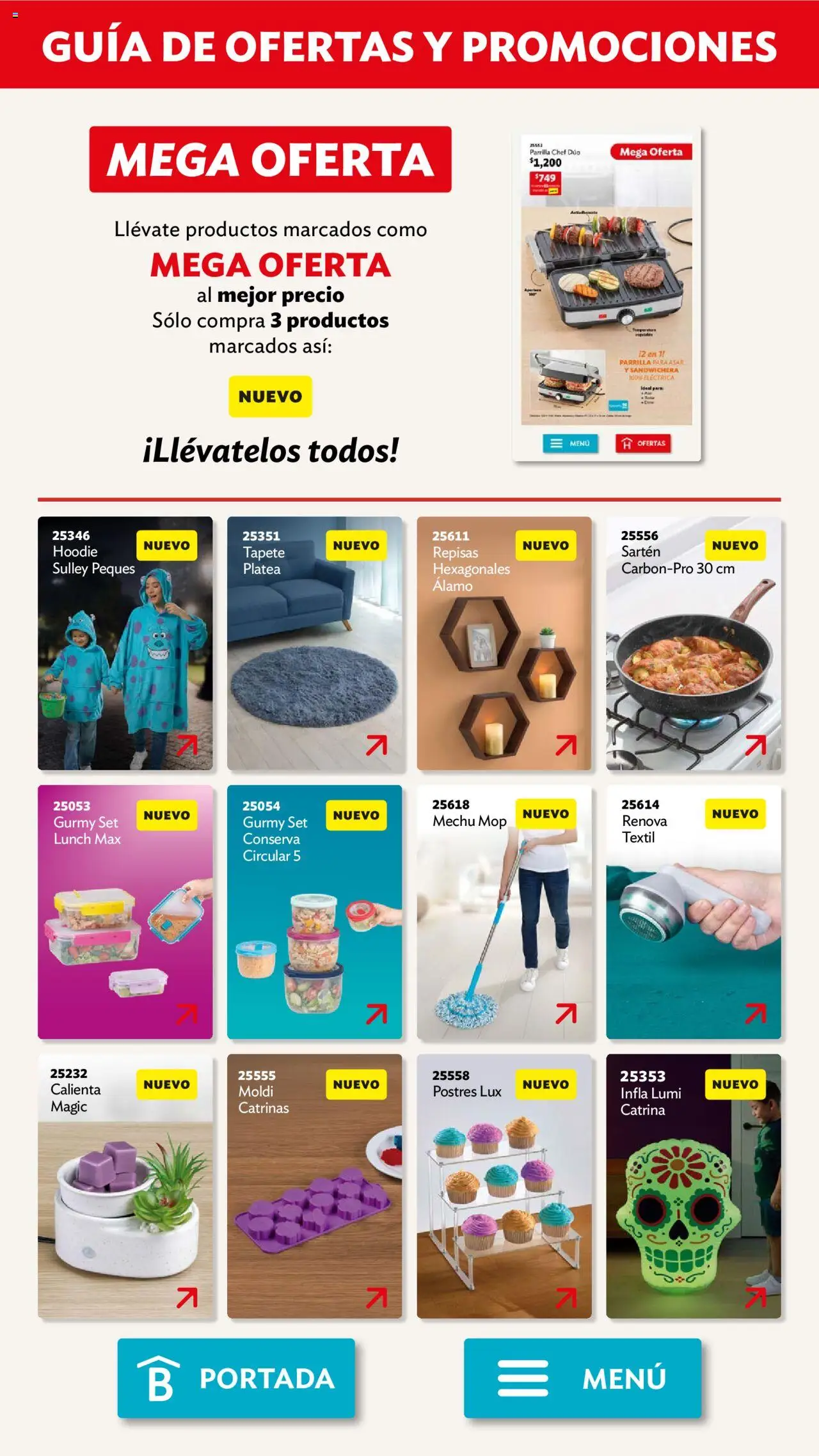 Nuevas ofertas de Betterware válidas en toda la República Mexicana desde el 29.09.2025. ¡Encuentra las mejores ofertas en Betterware - Campaña 10 2025! | Página: 121 | Productos: Sandwichera, Parrilla, Tapete, Sartén