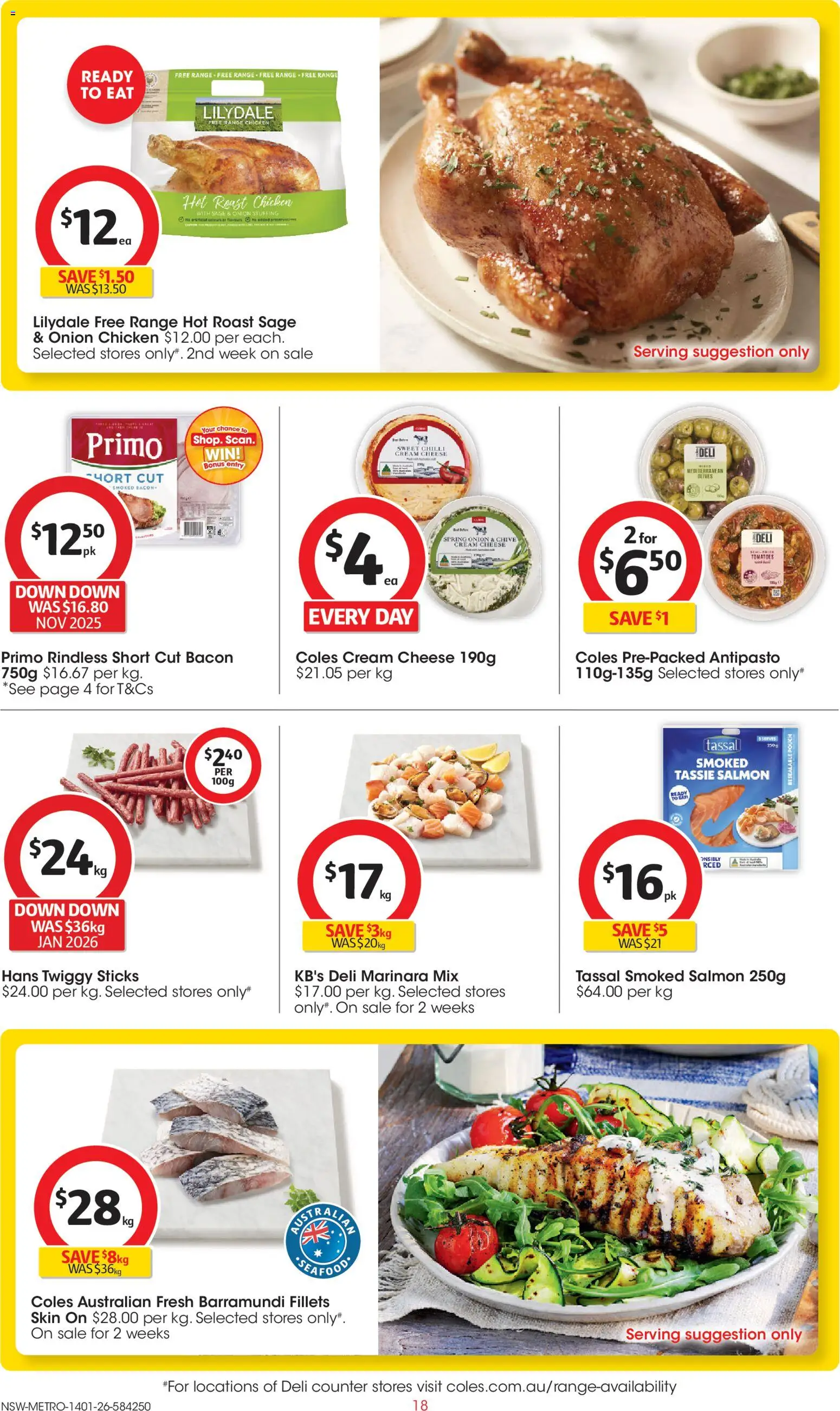 Coles catalogue - valid from 14.01.2026 | Page: 18 | Products: Bacon, Tomatoes, Olives, Cream