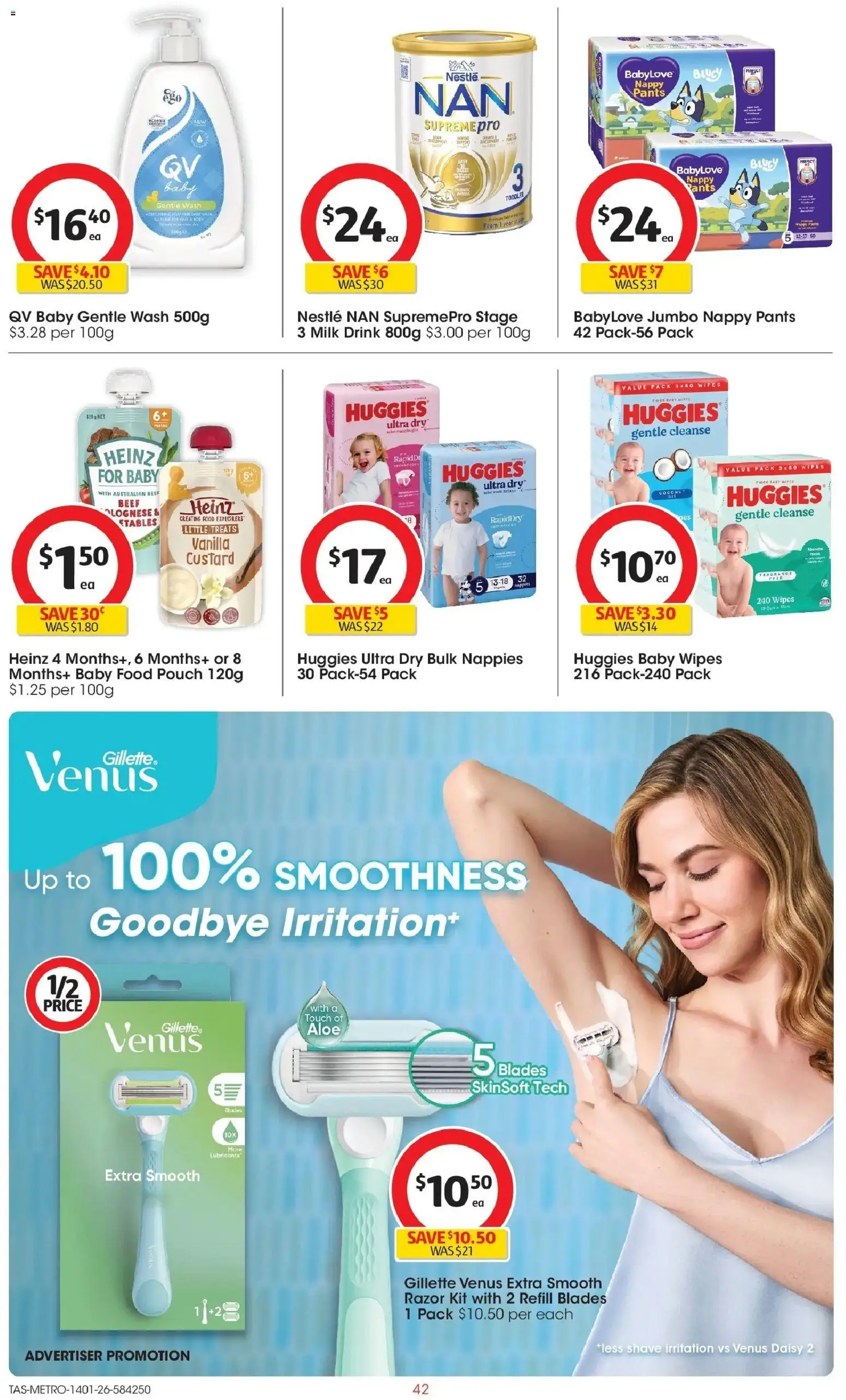 Coles catalogue - valid from 14.01.2026 | Page: 42 | Products: Milk, Beef, Razor, Baby food